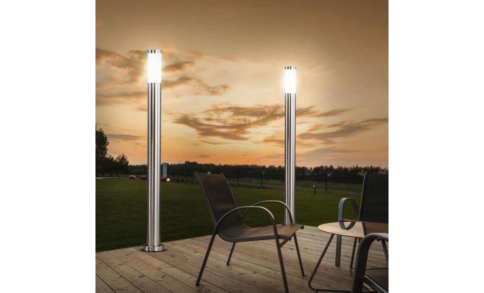 2 x lampadaire extérieur luminaire sur pied jardin terrasse acier inoxydable ip44 éclairage pas cher