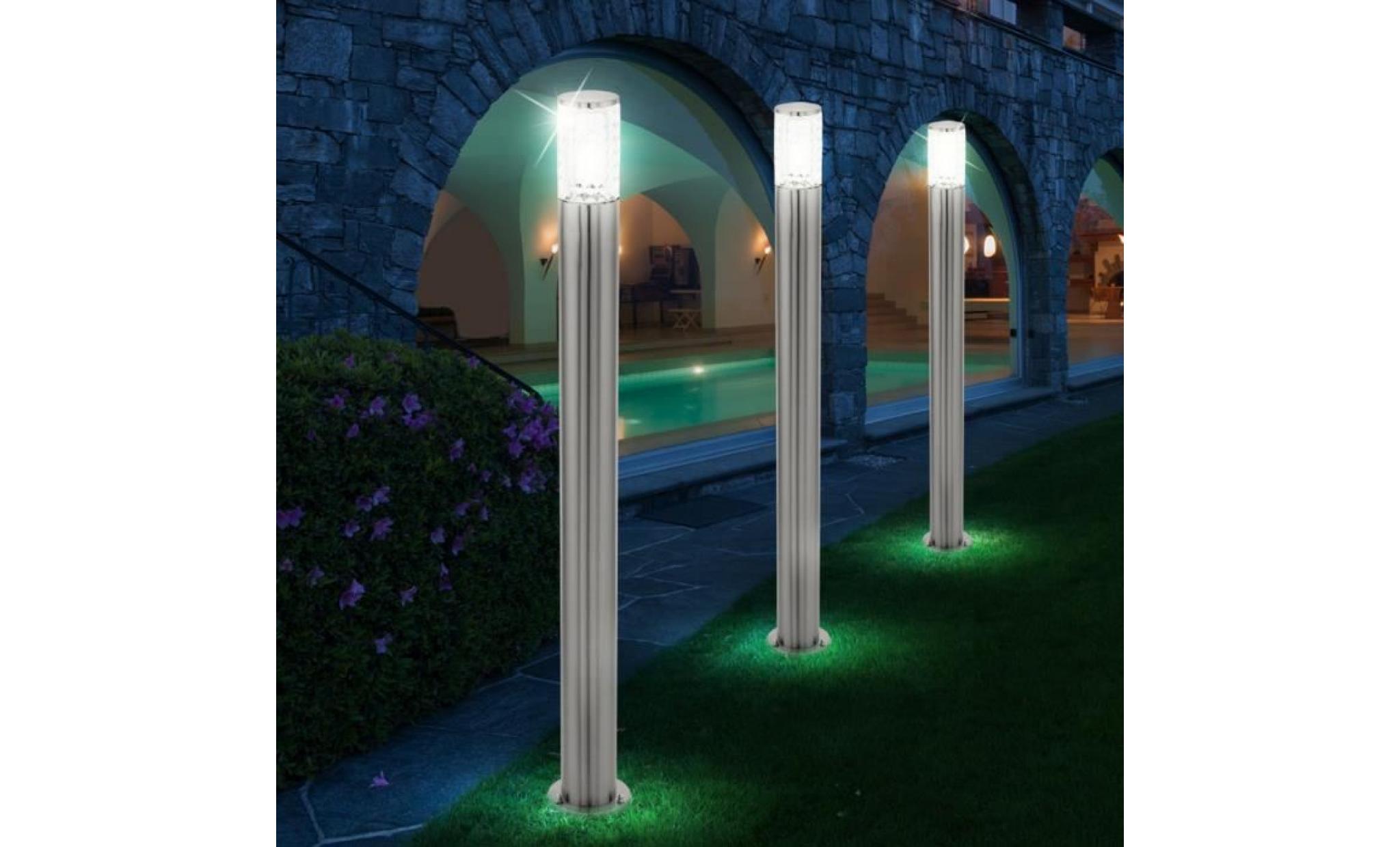 2 x lampadaire led luminaire extérieur jardin terrasse acier inoxydable verre del pas cher