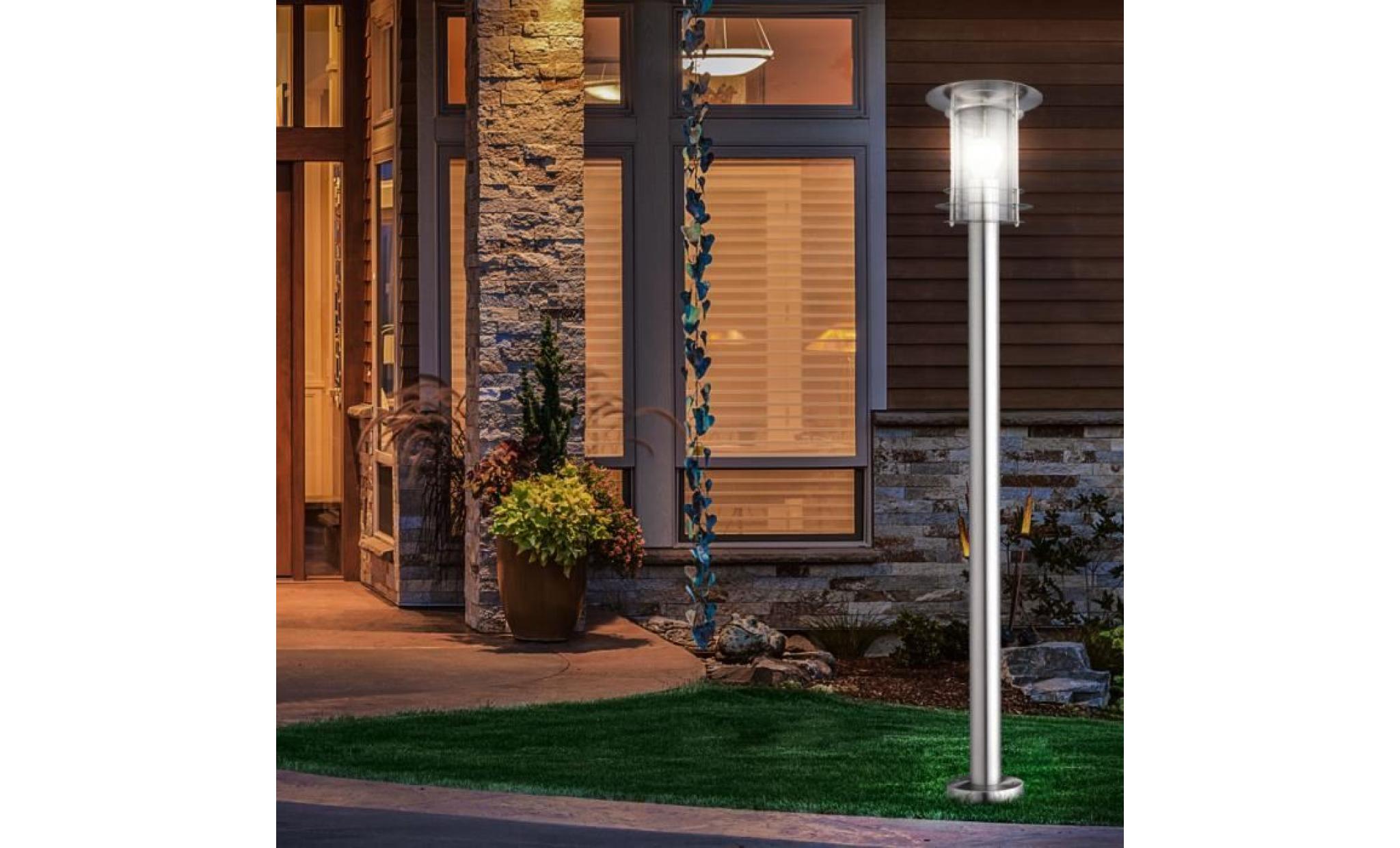 2 x lampadaire luminaire sur pied acier inoxydable ip44 jardin terrasse éclairage pas cher