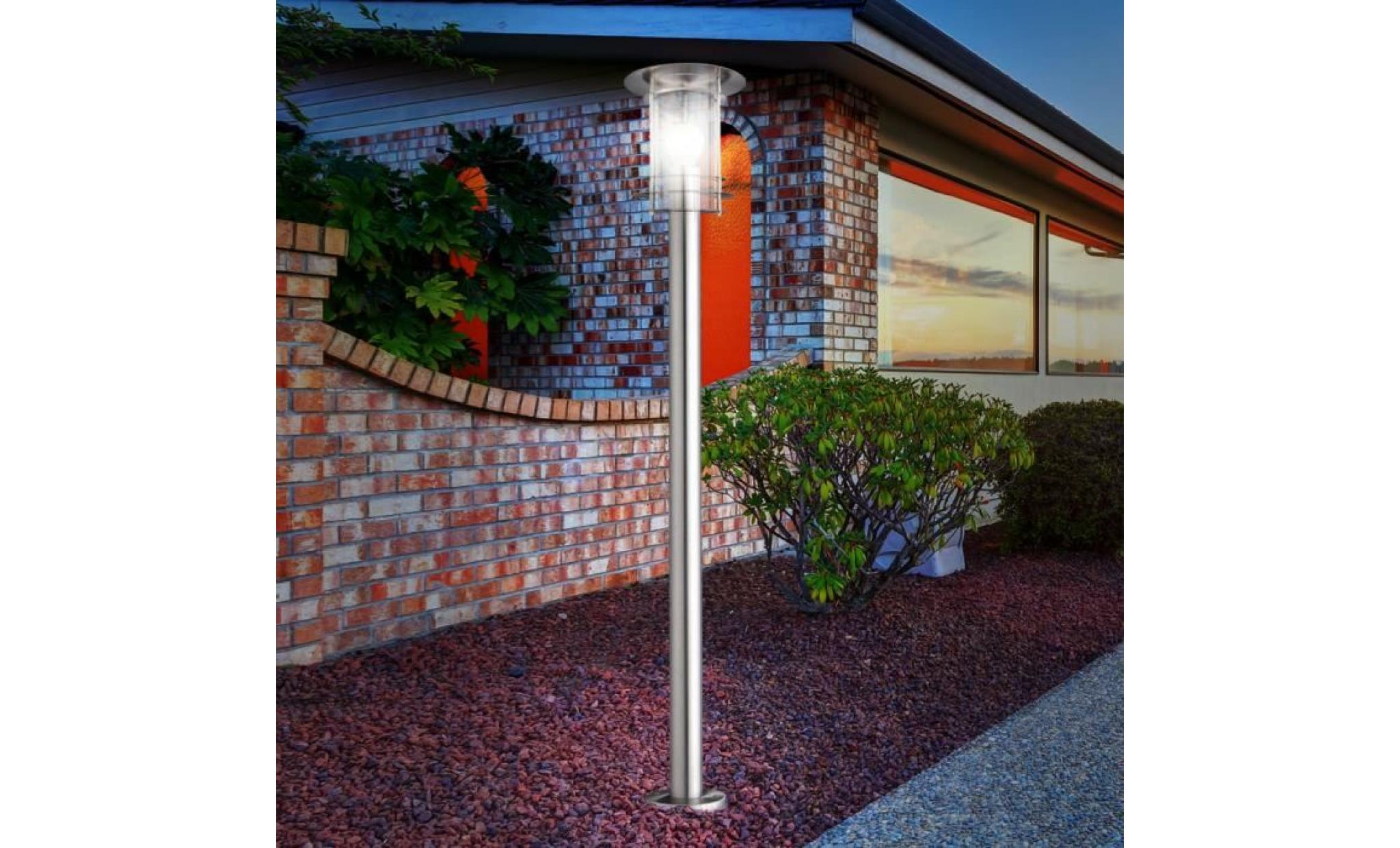 2 x lampadaire luminaire sur pied acier inoxydable détecteur de mouvement senseur jardin pas cher