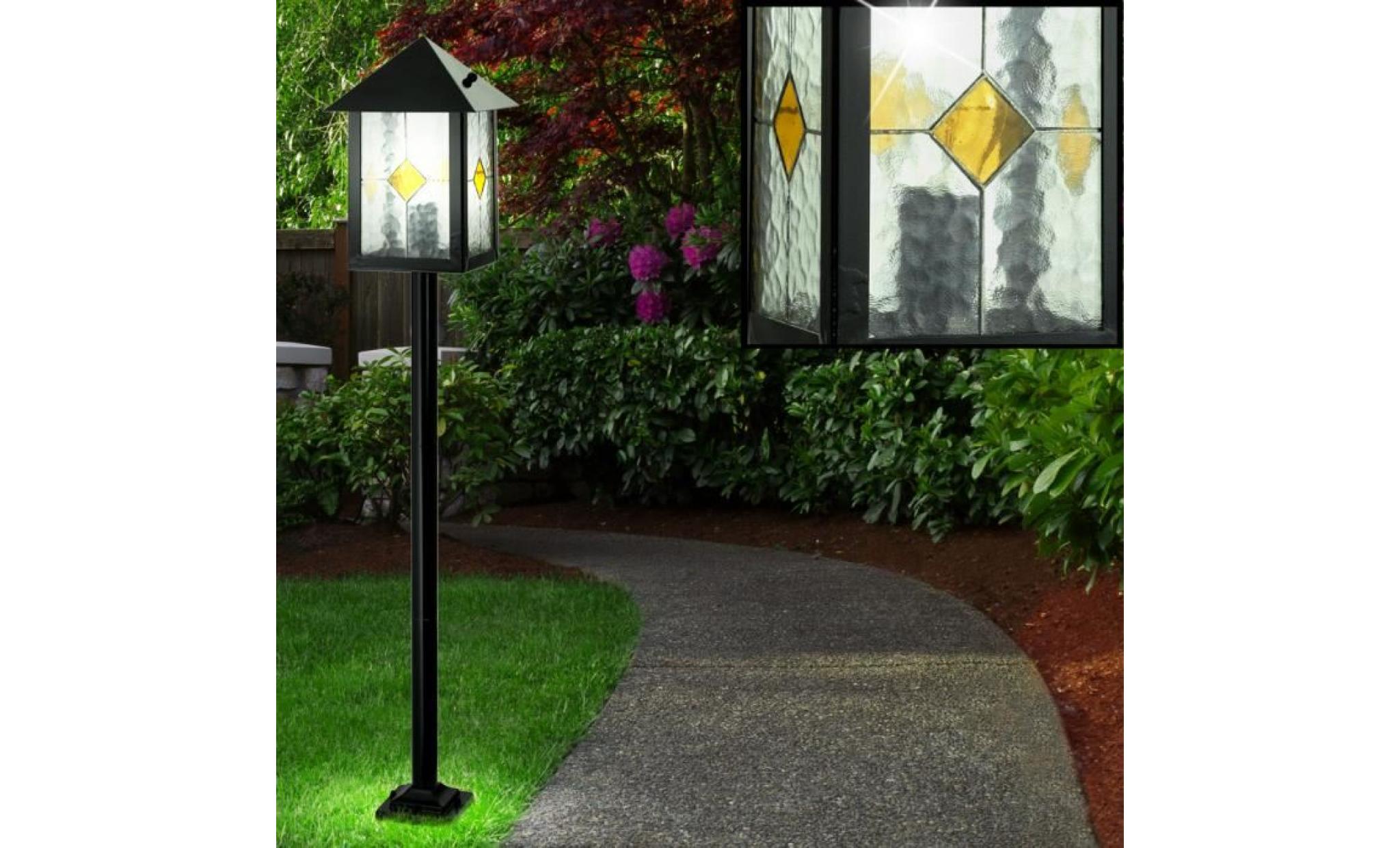 2 x lampadaire luminaire sur pied espace extérieur jardin terrasse décoration verre tiffany pas cher