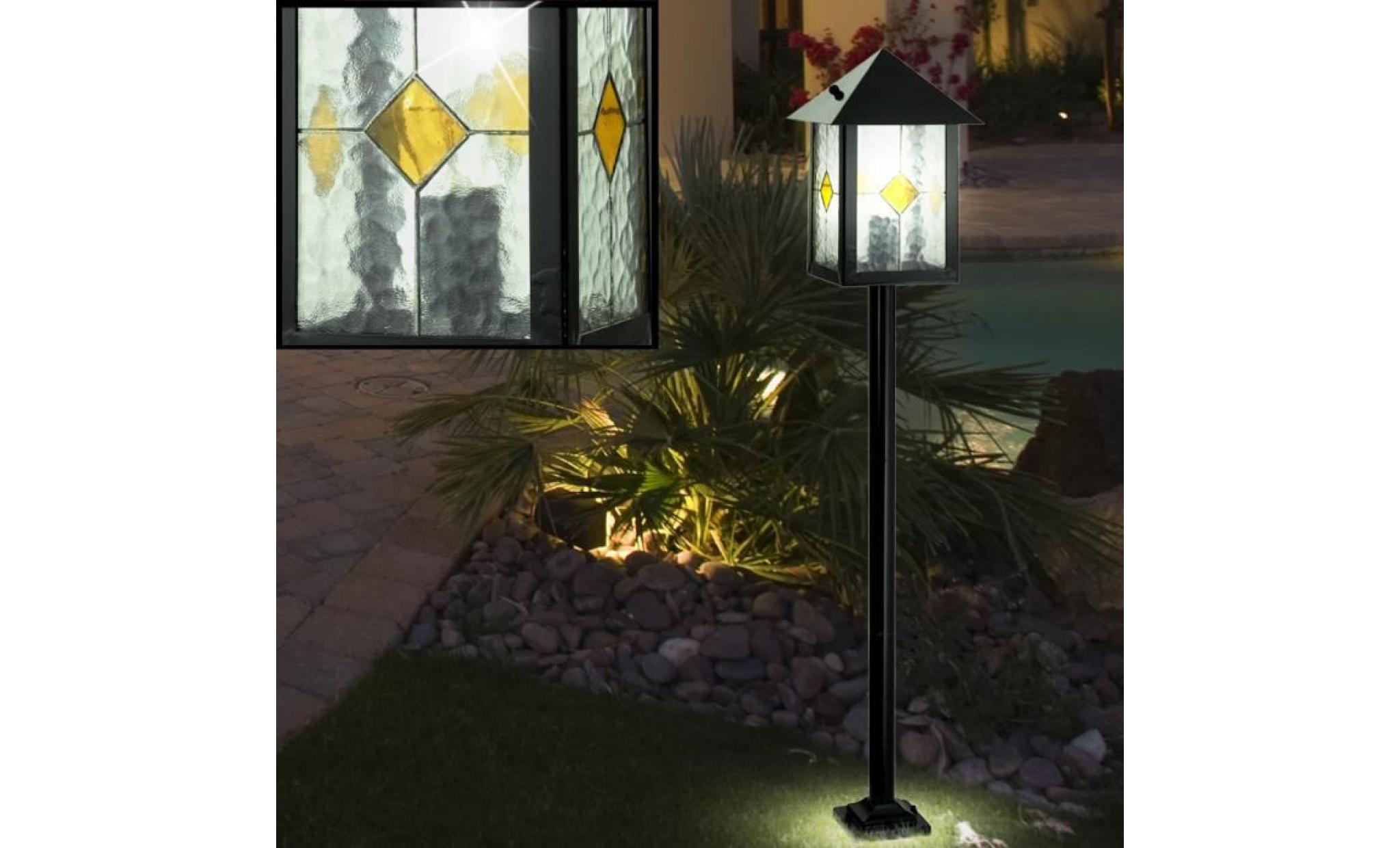 2 x lampadaire luminaire sur pied espace extérieur jardin terrasse décoration verre tiffany pas cher