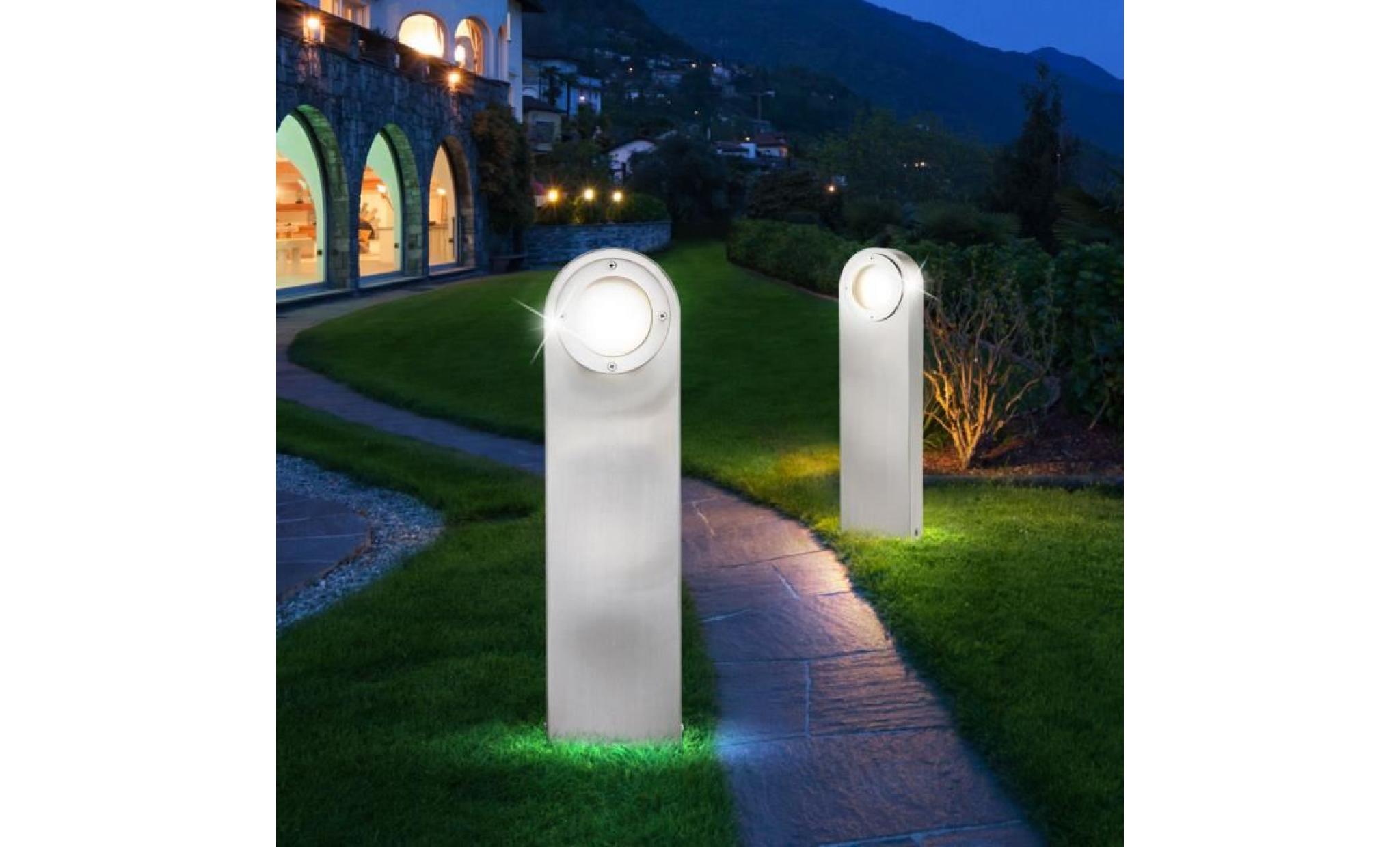 2 x lampe extérieure lampadaire jardin terrasse acier inoxydable ip44 luminaire sur pied pas cher