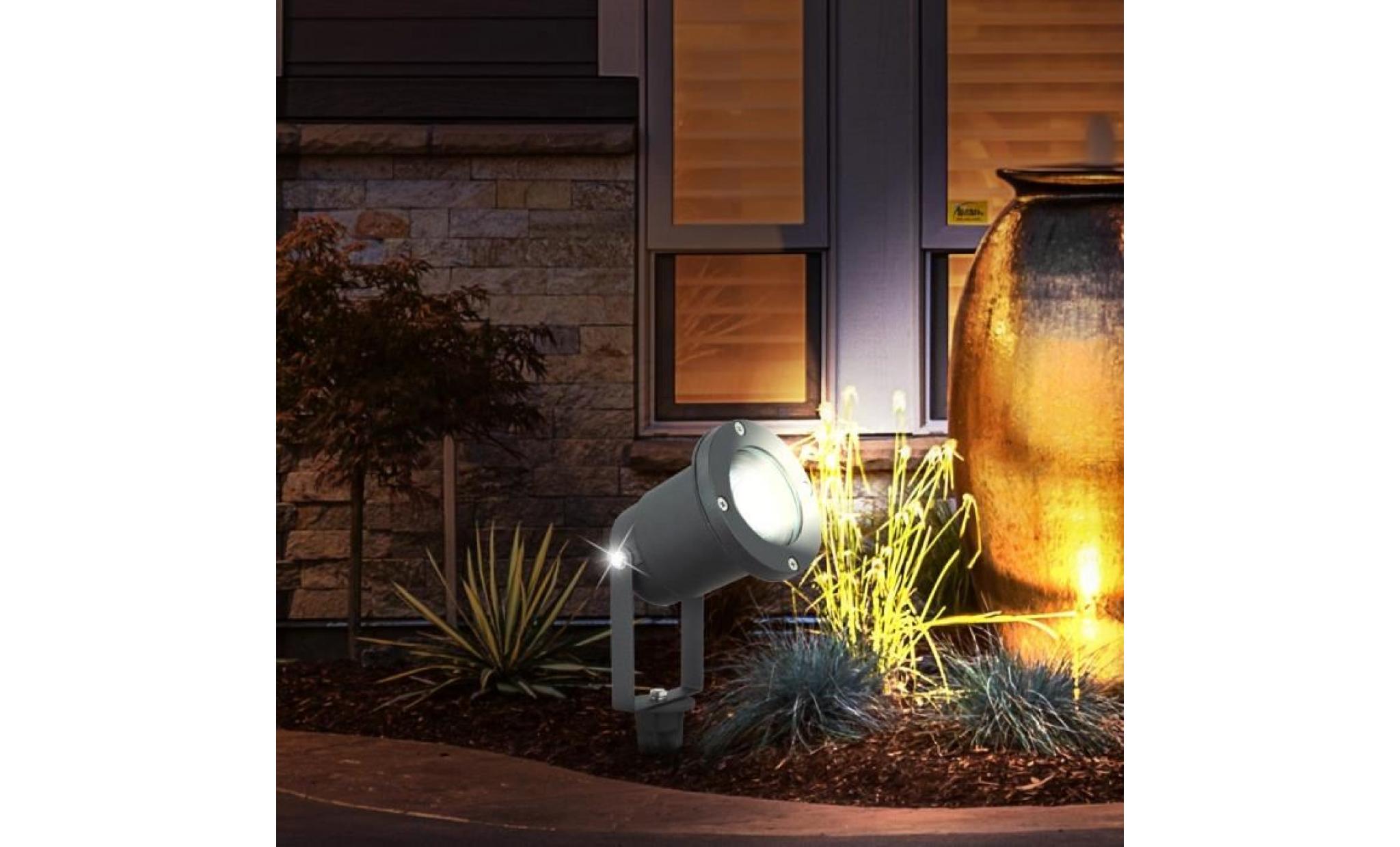 2 x luminaire extérieure jardin terrasse éclairage ip44 spot borne à piquer aluminium noir verre pas cher