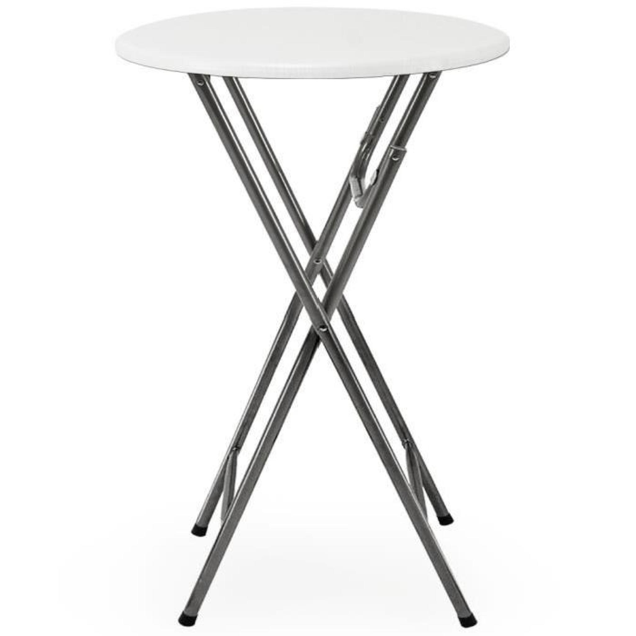 2 x Table haute pliable - Table de bar pliante en MDF blanc Aspect de bois pas cher