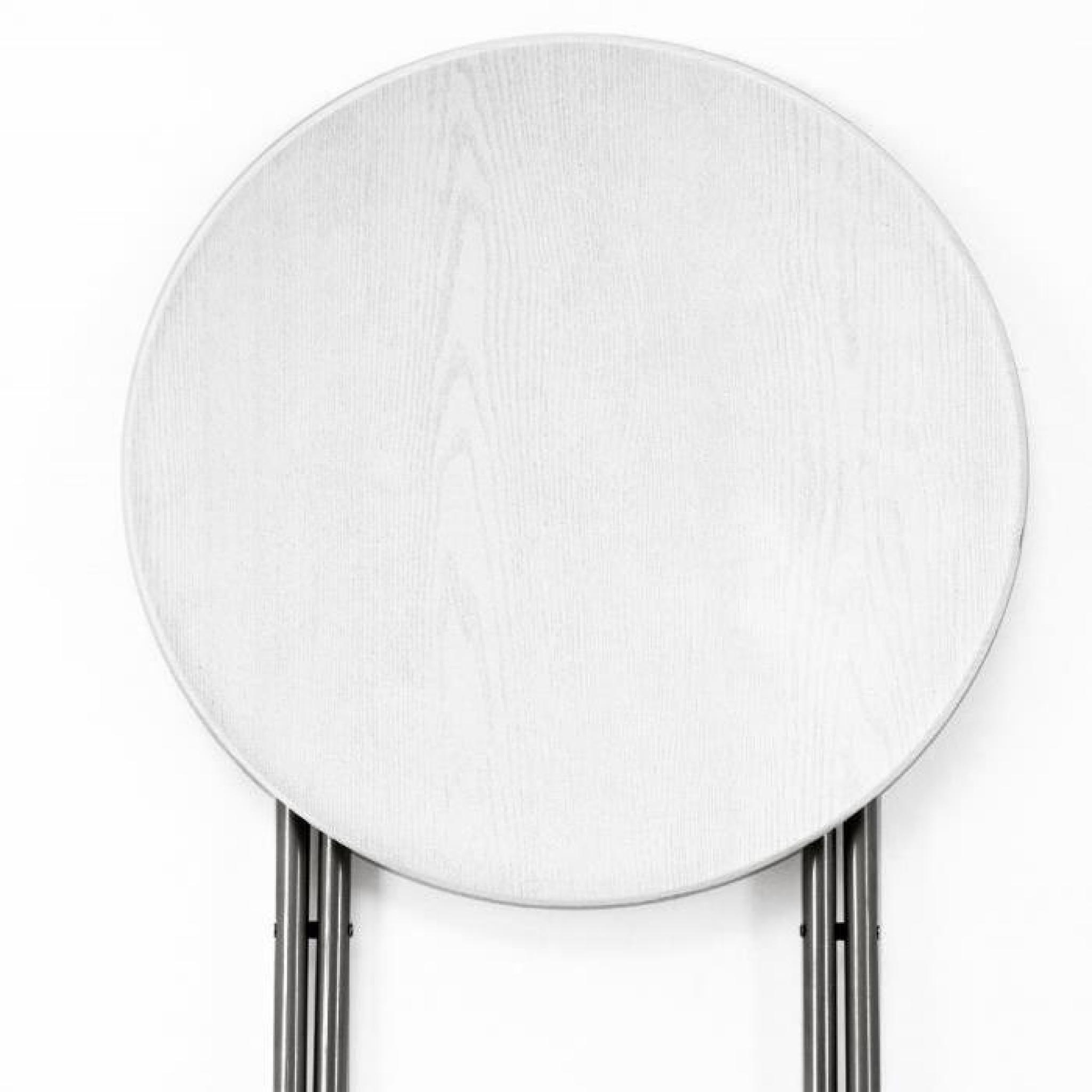 2 x Table haute pliable - Table de bar pliante en MDF blanc Aspect de bois pas cher