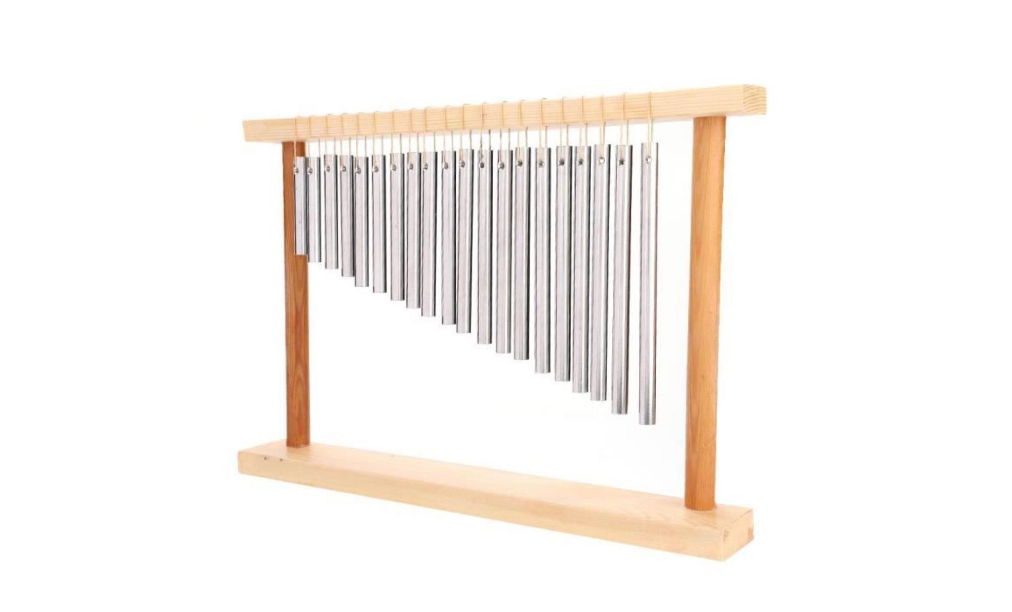 20 barres instrument de percussion musicale  carillon de vent avec 20 tuyau en aluminium solide carillons à percussion(argent)   sev pas cher