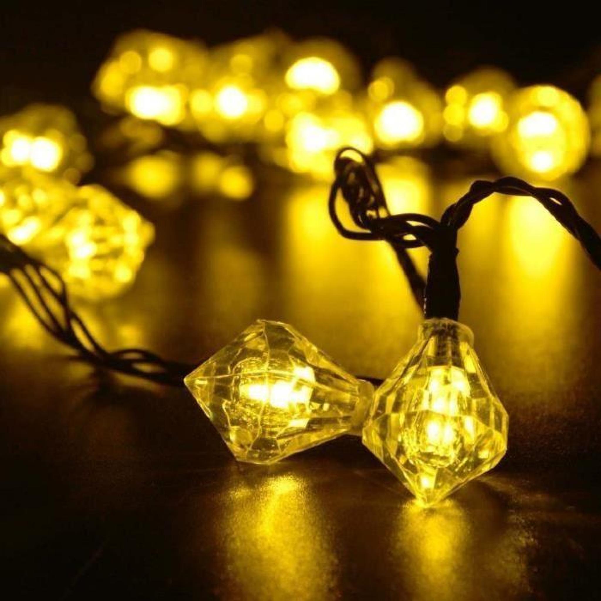 20 LED 4.8M Solaire Puissance Chaîne Lumières Diamant Pour Noël Fête Décor pas cher