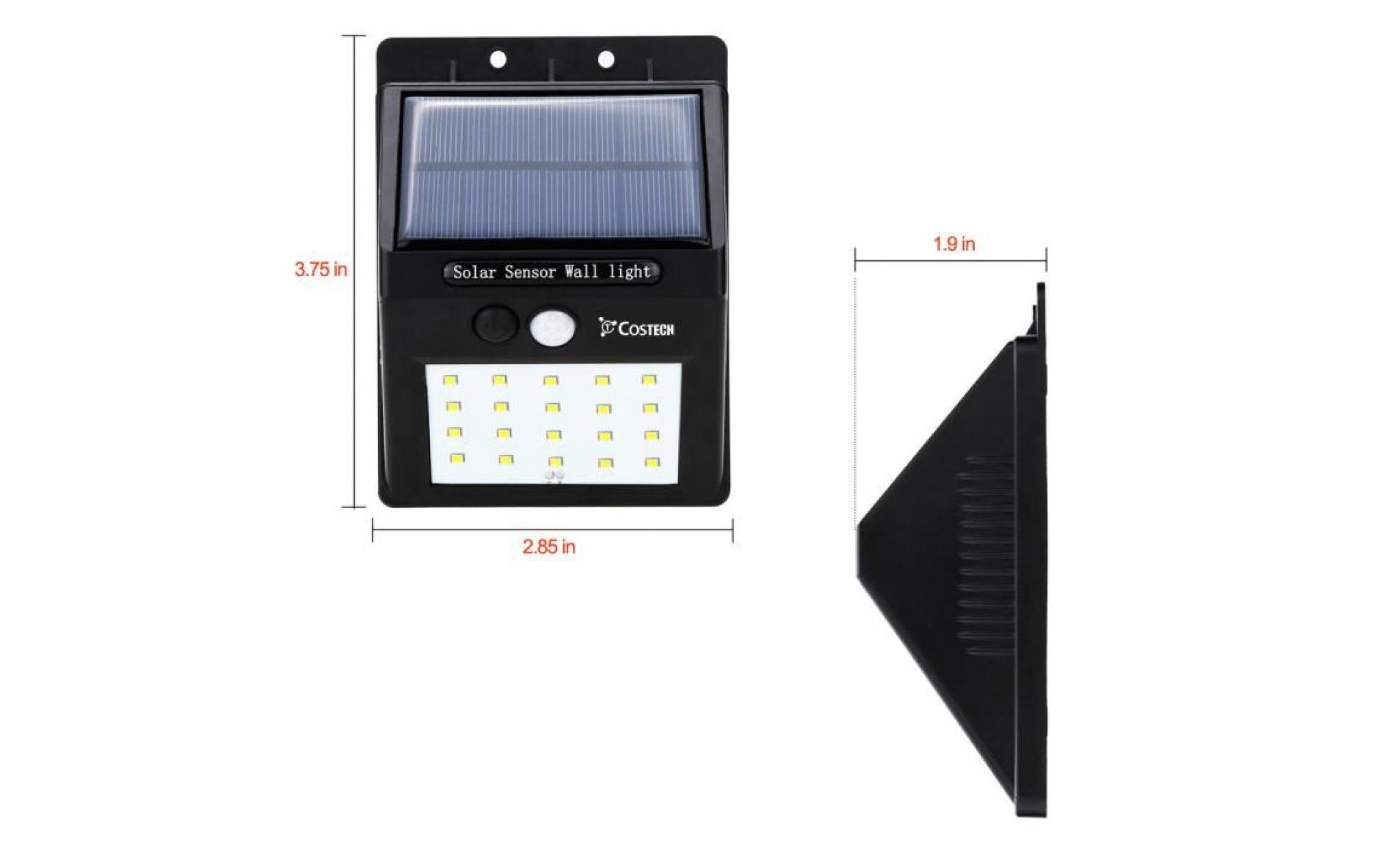 20 led solaire puissance pir motion sensor mur lumière extérieure jardin lampe imperméable_jjzm * 1260 pas cher