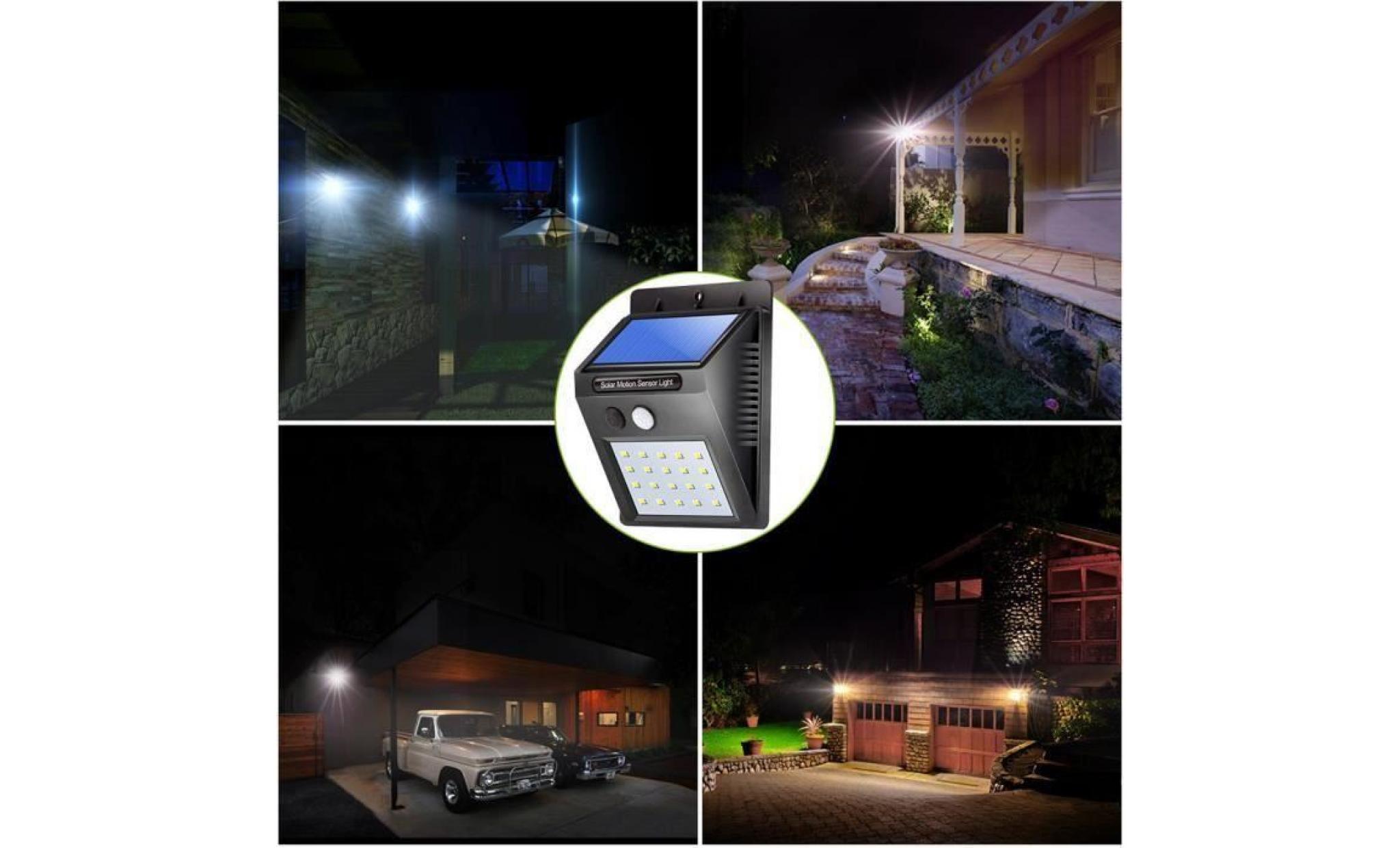 20 leds lumière solaire ip65 étanche grand angle sécurité capteur de mouvement lumière activée par le mouvement pour jardin de patio pas cher
