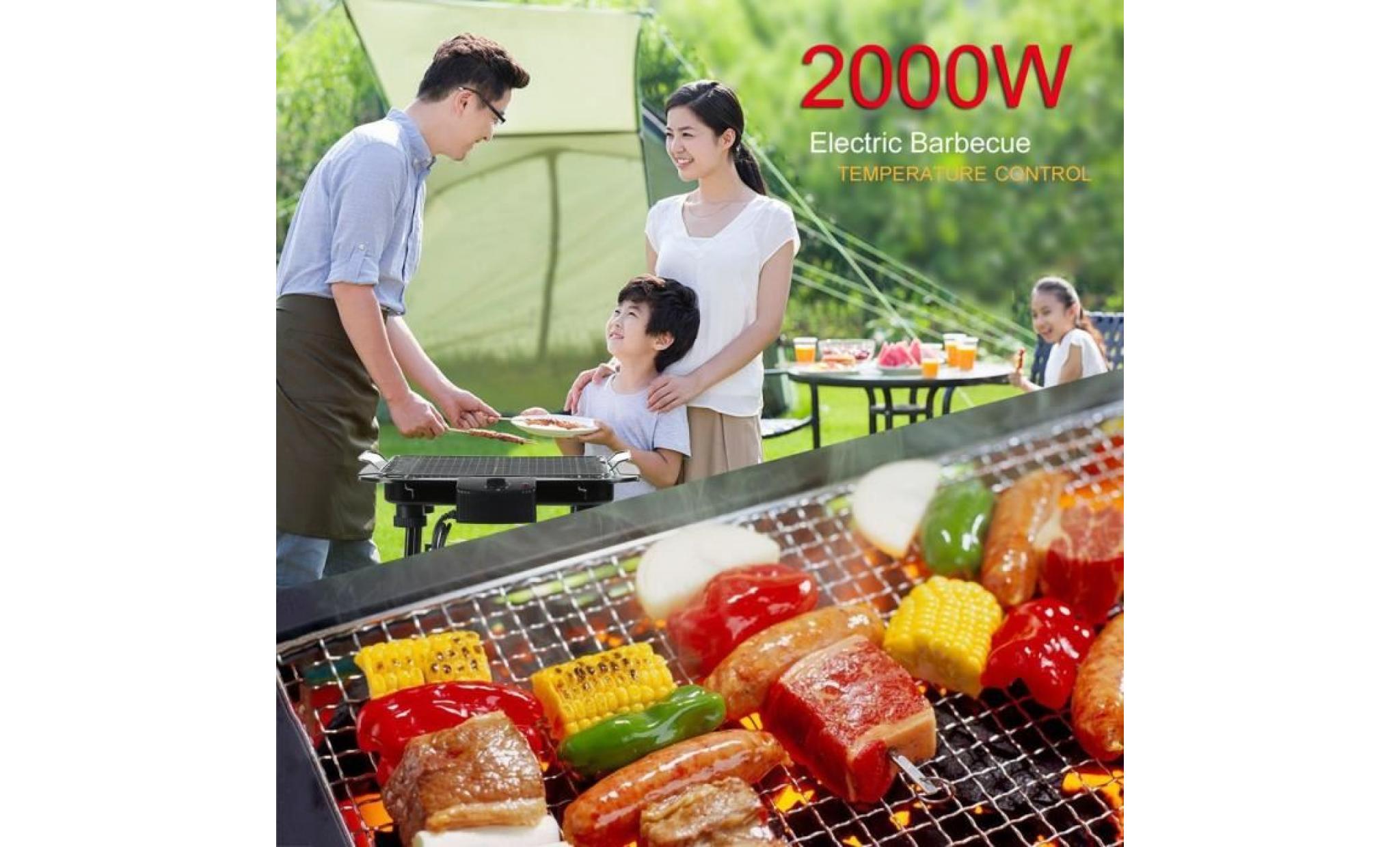 2000w ménager grill barbecue électrique avec support pour jardin camping