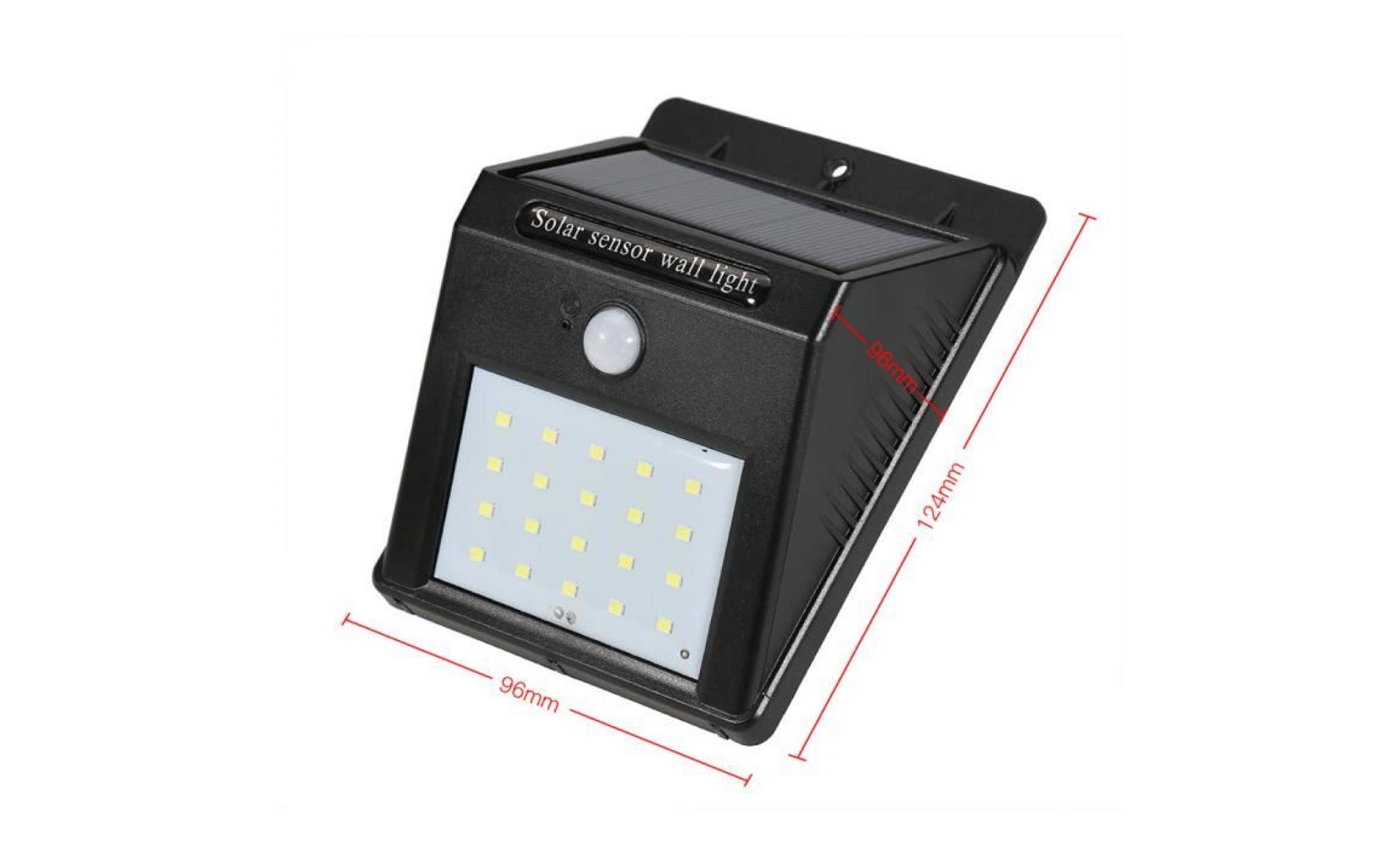 20leds solar powered rechargeable pir motion activated wall light pas cher