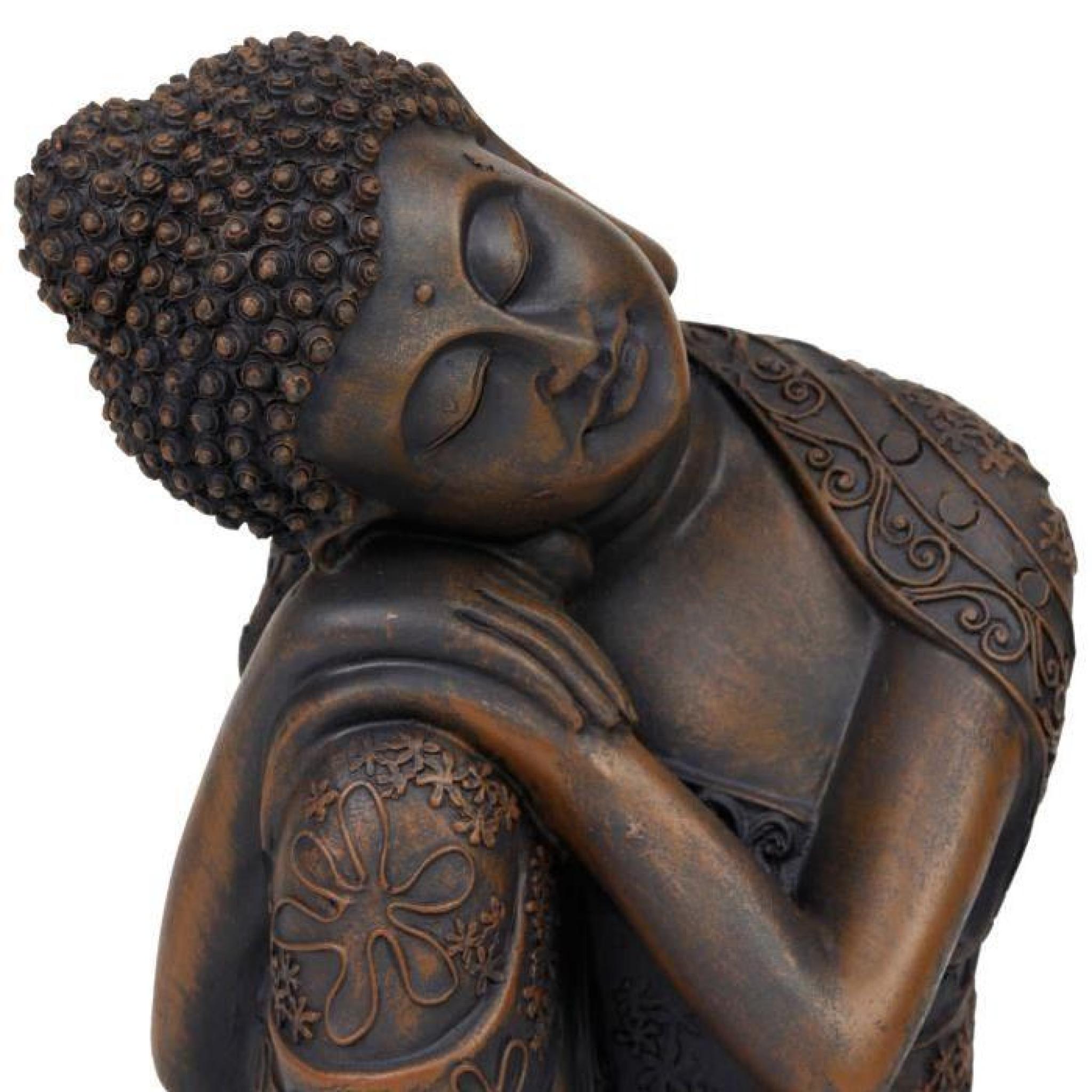 24cm Statuette Bouddha Assis en Polyrésine Effet Bronze pas cher