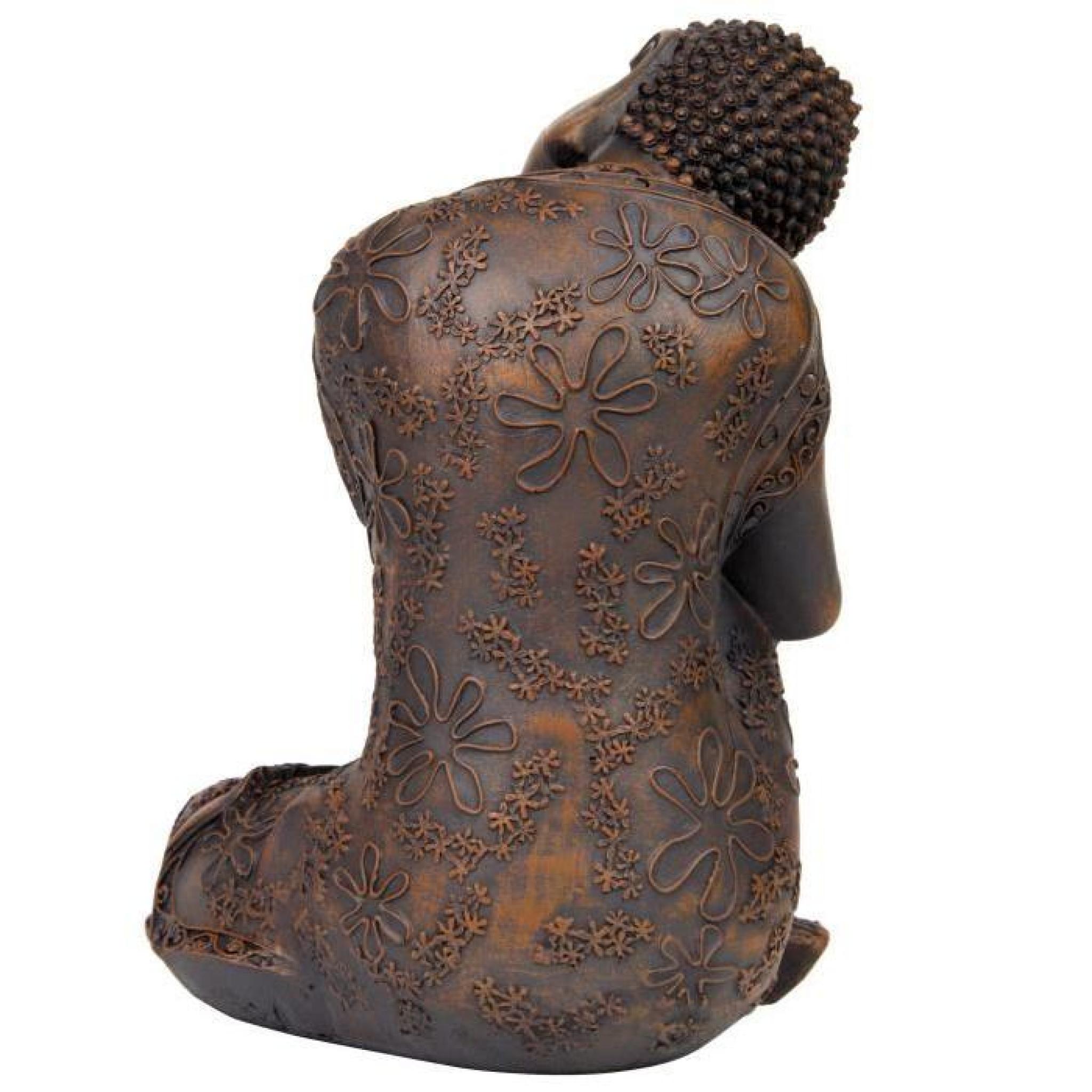 24cm Statuette Bouddha Assis en Polyrésine Effet Bronze pas cher