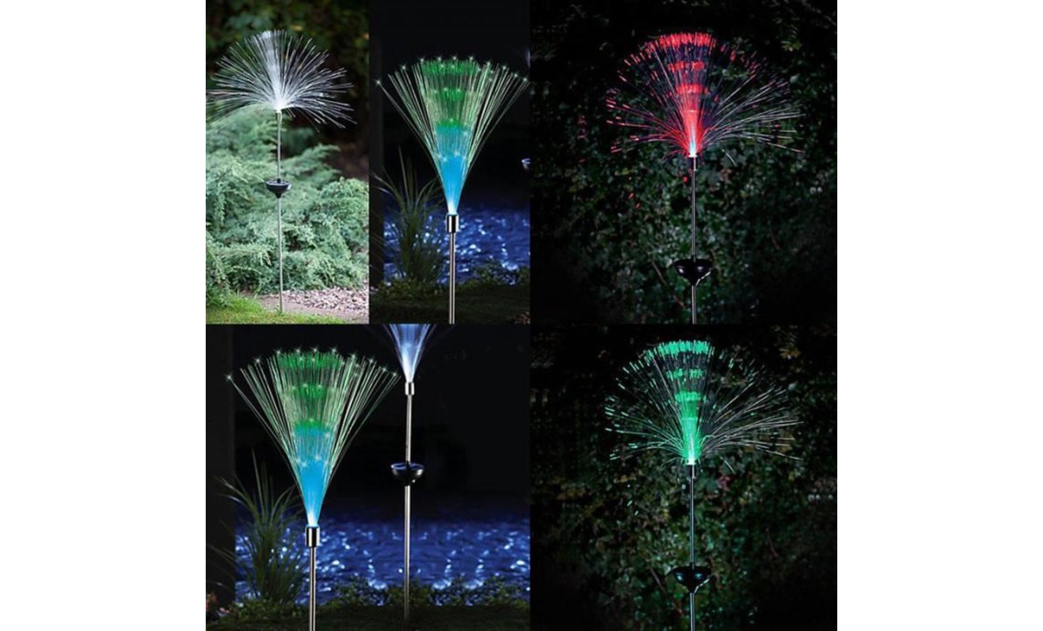 2pc solaire fibre pelouse lampe led extérieur décoratif pelouse lumières colorées fibre de disque li147158