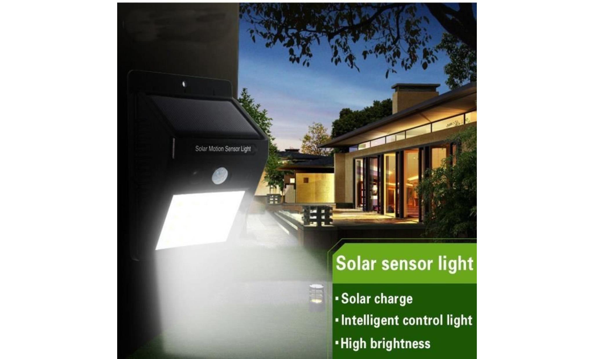 2pcs 20led waterproof solar power pir motion sensor wall light outdoor lamp pas cher
