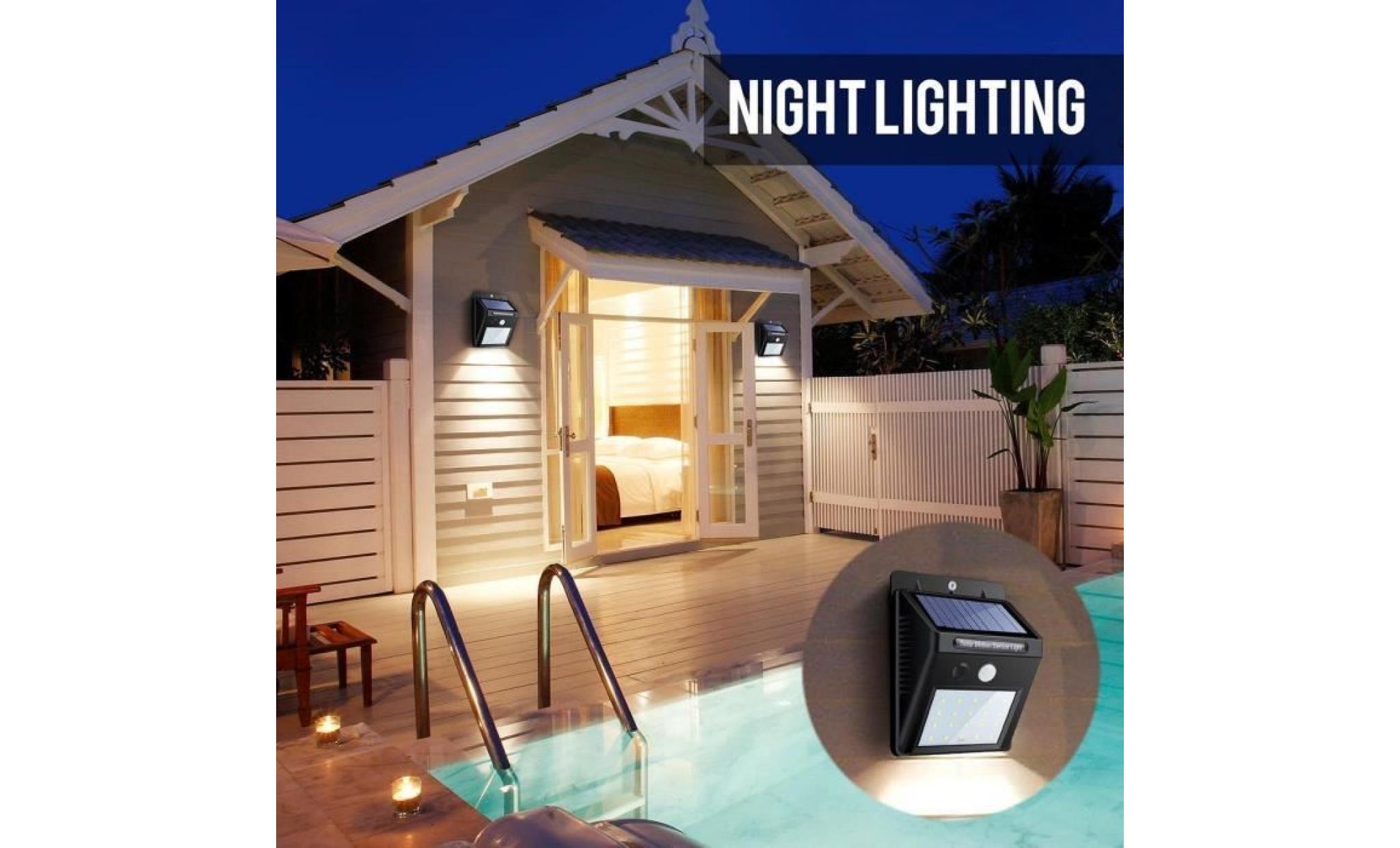 2pcs 20led waterproof solar power pir motion sensor wall light outdoor lamp pas cher