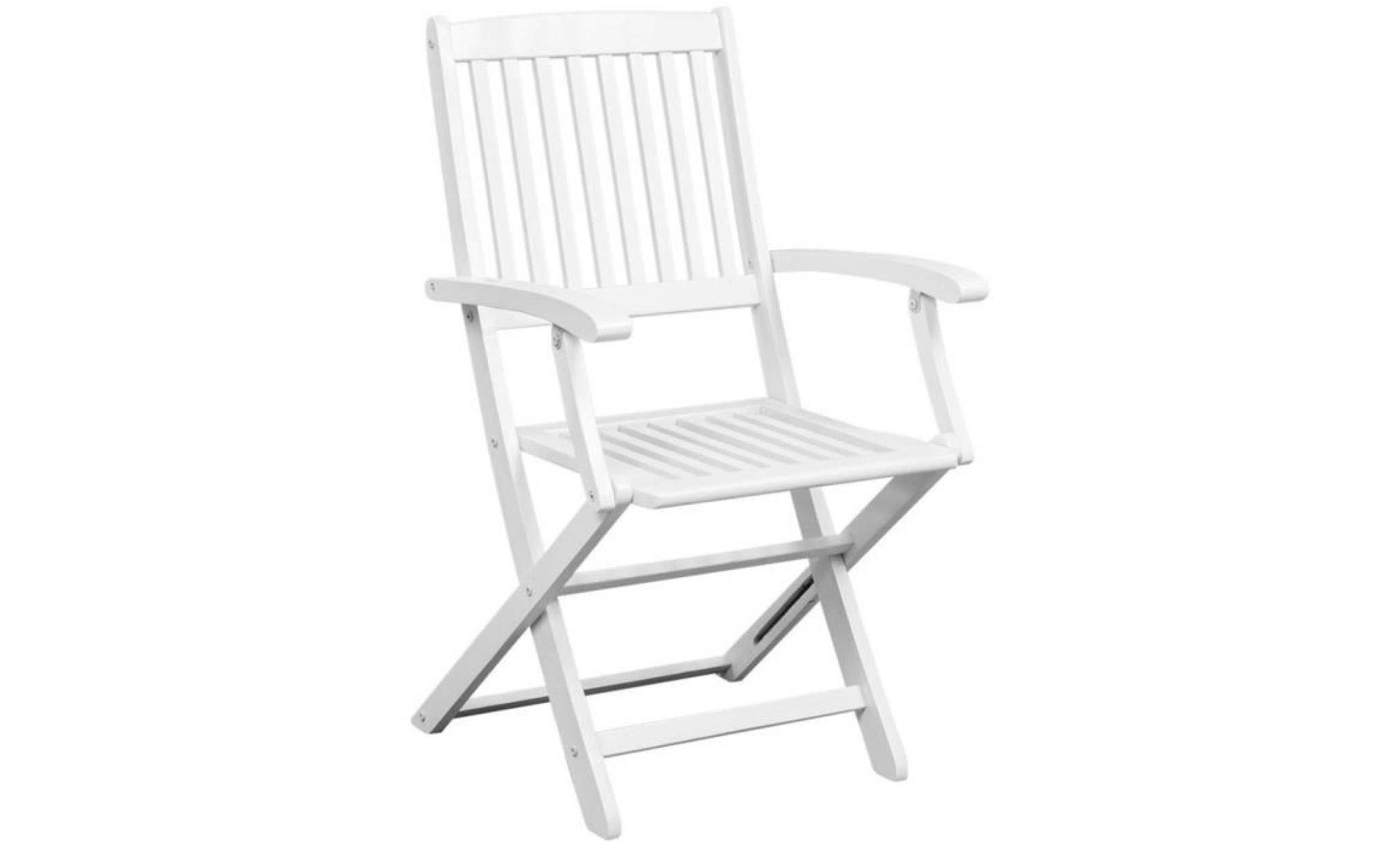 2pcs chaises pliantes en bois d'acacia blanc design élégant pour jardin terrasse ou patio 51 x 56 x 92 cm pas cher