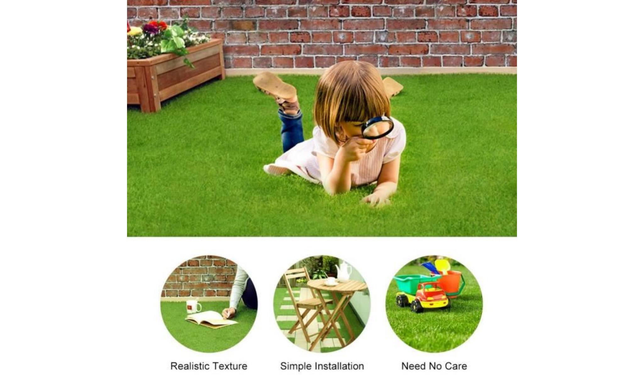 2pcs gazon moquette herbe artificielle pelouse synthétique pour miniature dollhouse paysagement décoration (30 x 30 cm) pas cher