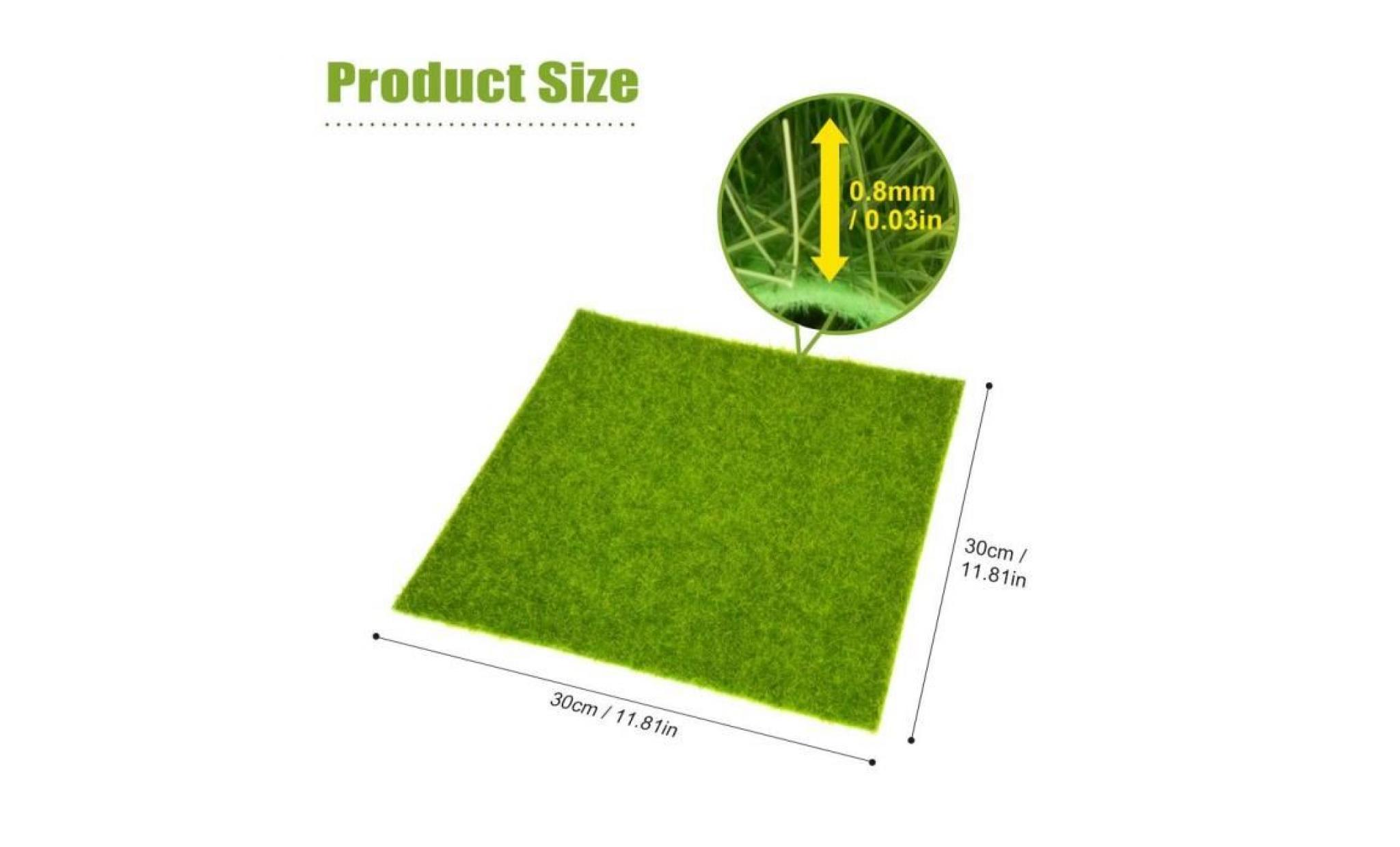 2pcs gazon moquette herbe artificielle pelouse synthétique pour miniature dollhouse paysagement décoration (30 x 30 cm) pas cher