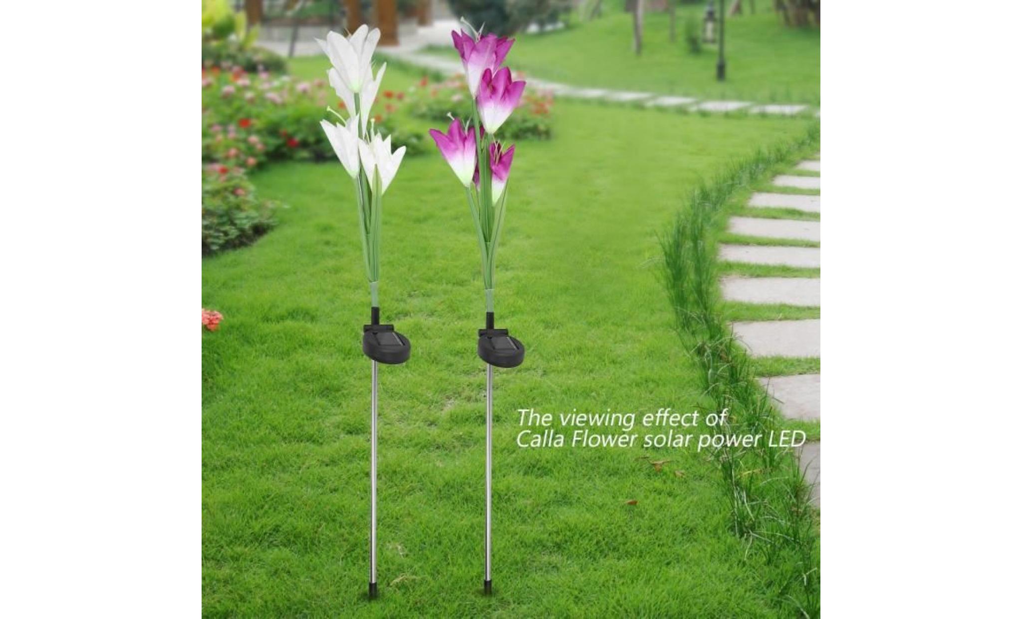 2pcs led lumière solaire lampes à fleurs calla pour jardin décoration de pelouse4 têtes     cwu
