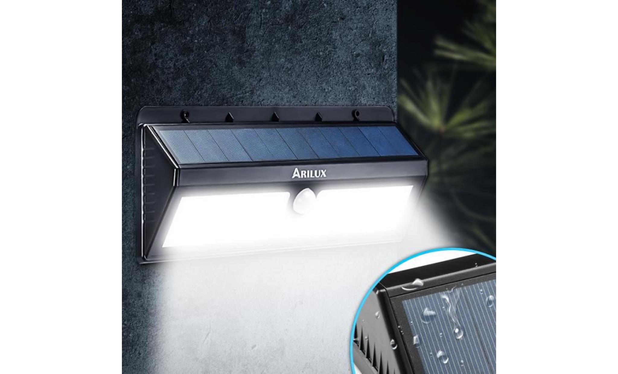 2x arilux ™ luminaire 44led applique solaire avec detecteur de mouvement jardin étanche lavent