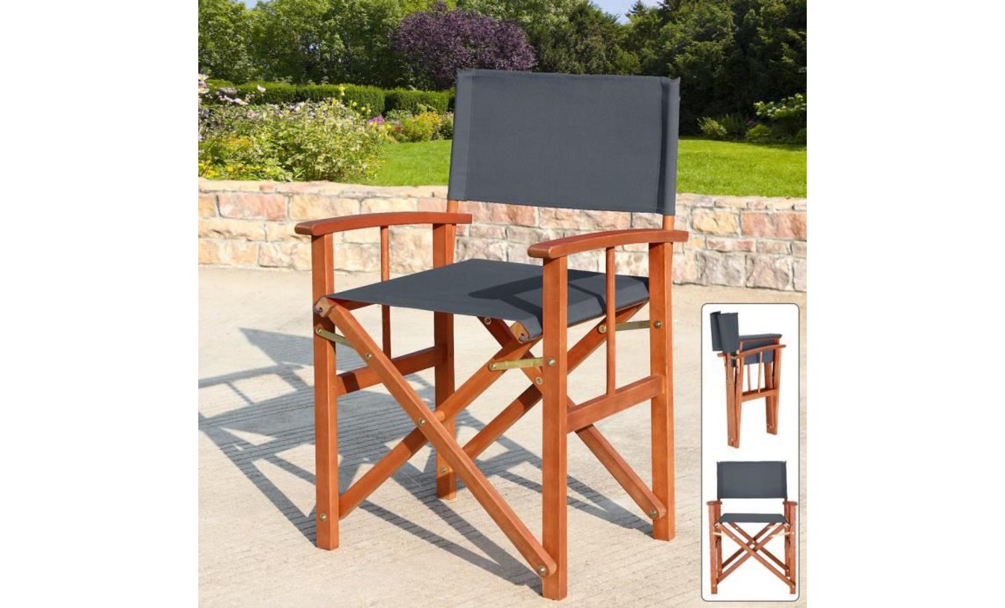 deuba| 2x chaises de jardin « cannes » | anthracite | pliable • bois d'eucalyptus certifié fsc® • design réalisateur | fauteuils pas cher