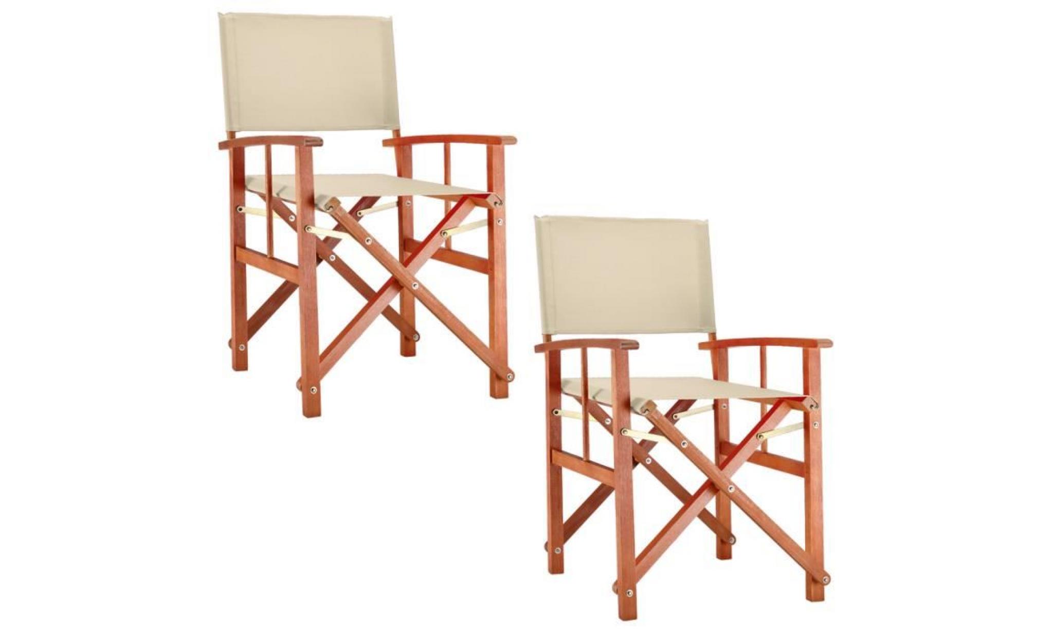 deuba| 2x chaises de jardin « cannes » | beige | pliable • bois d'eucalyptus certifié fsc® • design réalisateur | fauteuils