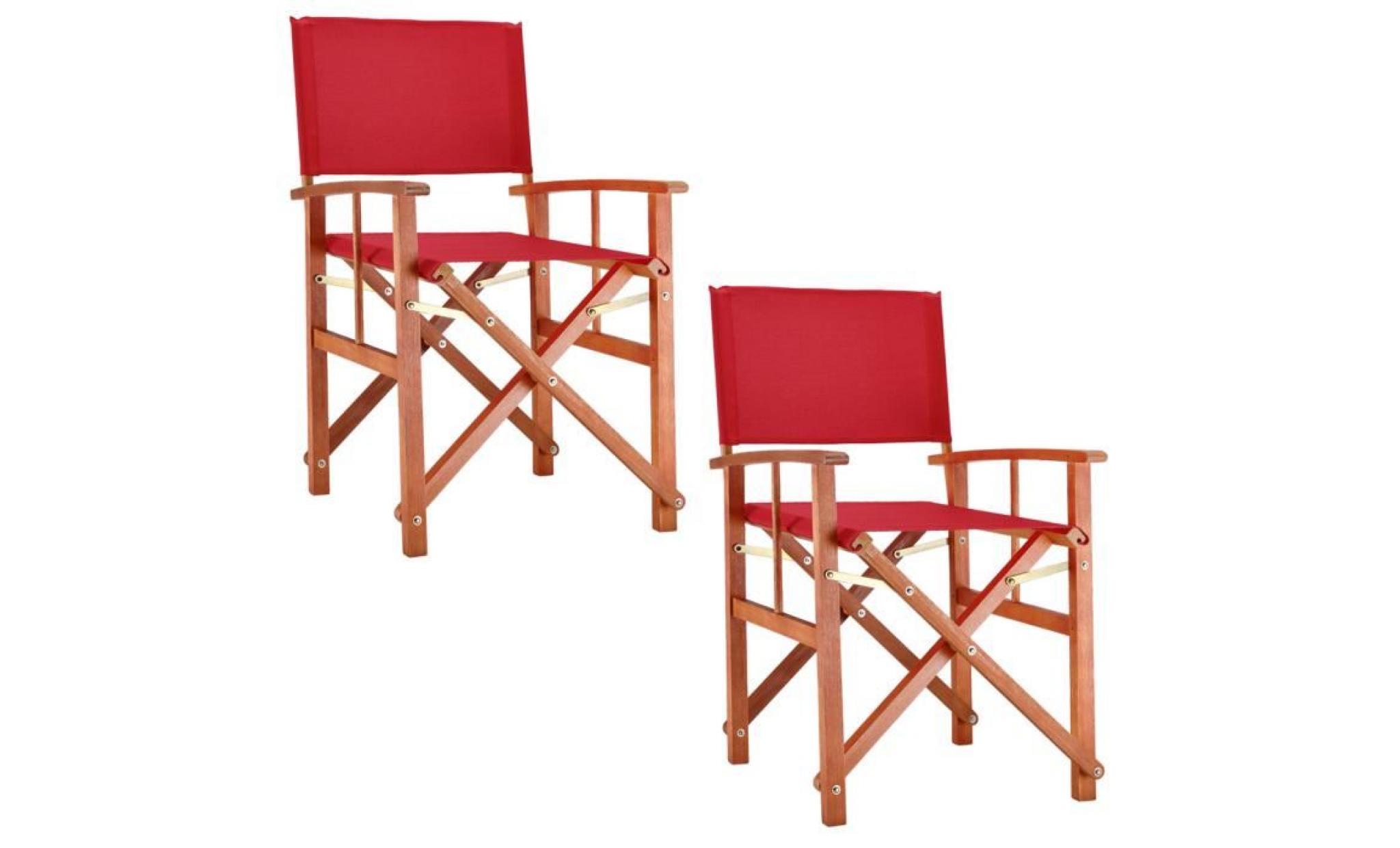 deuba| 2x chaises de jardin « cannes » | rouge | pliable • bois d'eucalyptus certifié fsc® • design réalisateur | fauteuils