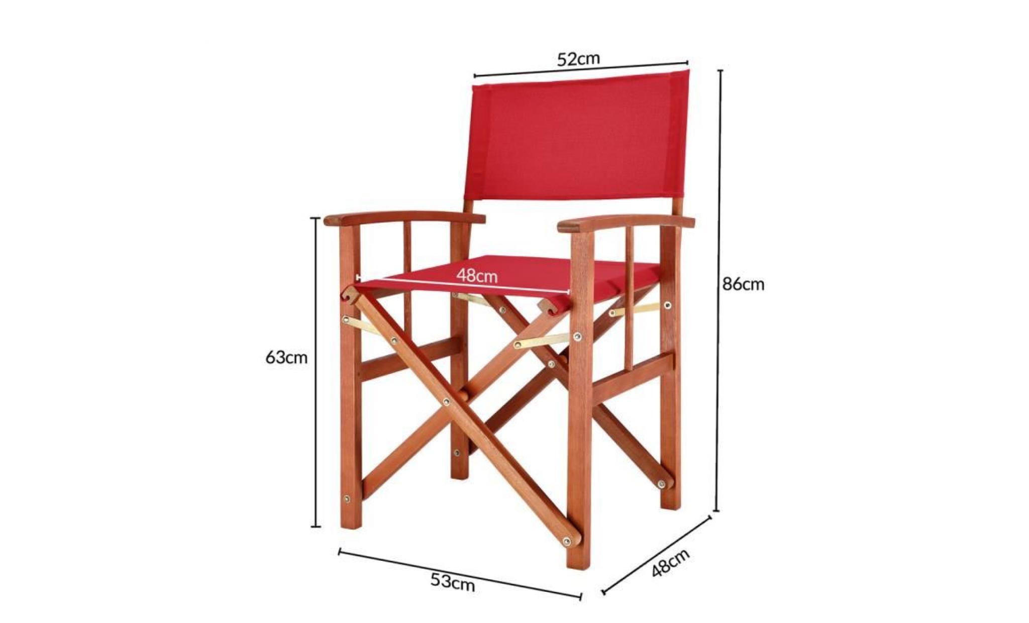deuba| 2x chaises de jardin « cannes » | rouge | pliable • bois d'eucalyptus certifié fsc® • design réalisateur | fauteuils pas cher