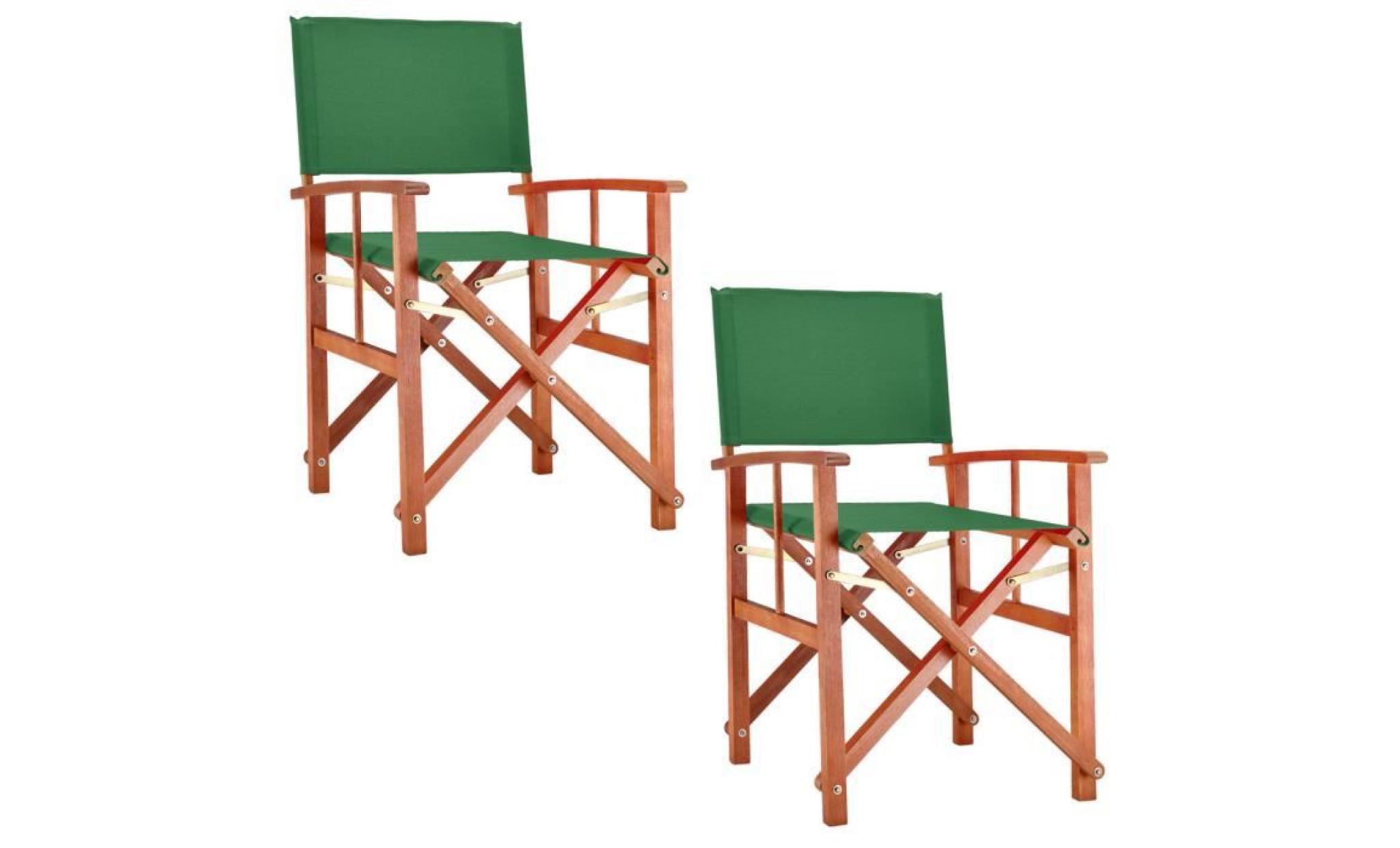 deuba| 2x chaises de jardin « cannes » | vert| pliable • bois d'eucalyptus certifié fsc® • design réalisateur | fauteuils