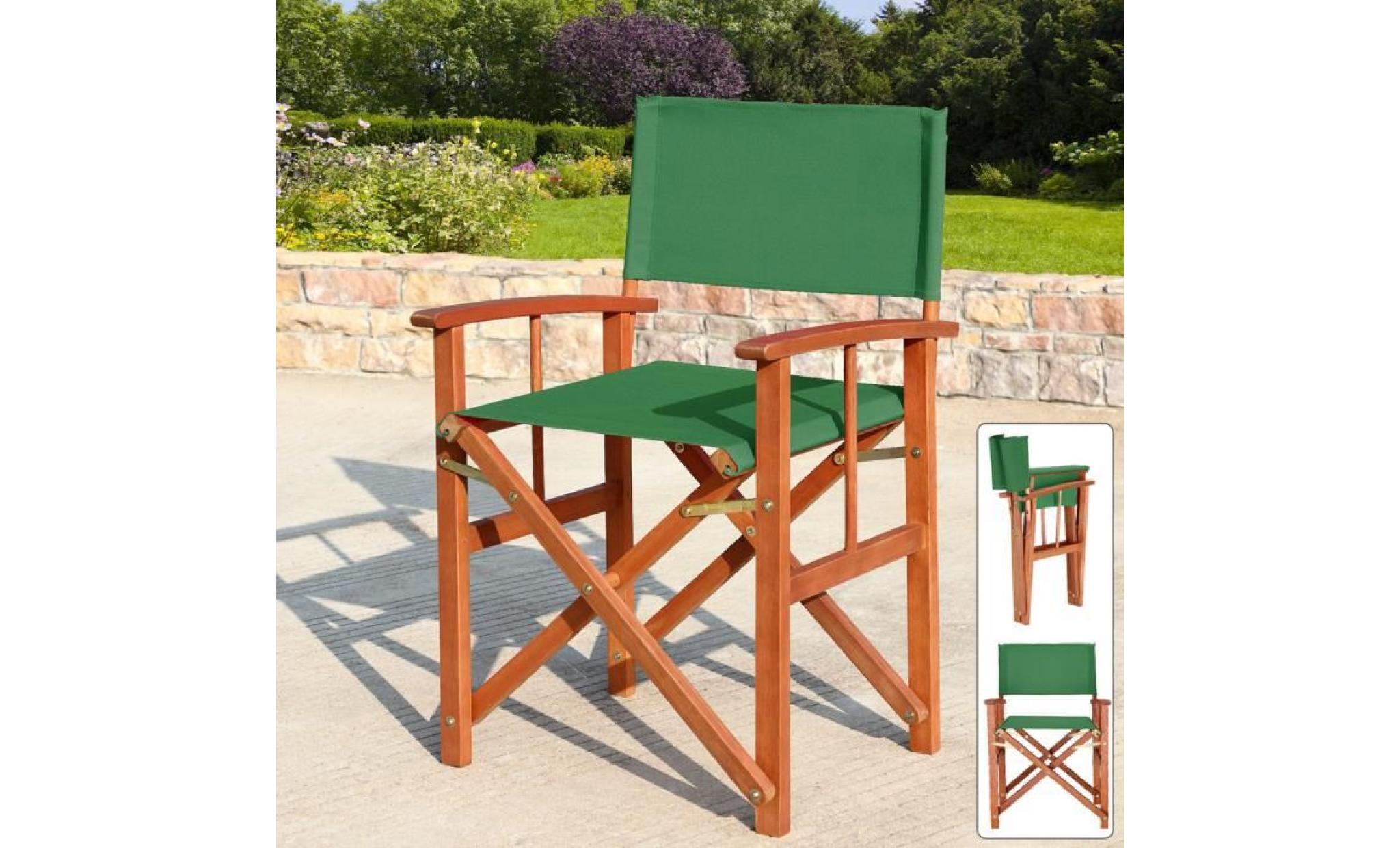 deuba| 2x chaises de jardin « cannes » | vert| pliable • bois d'eucalyptus certifié fsc® • design réalisateur | fauteuils pas cher
