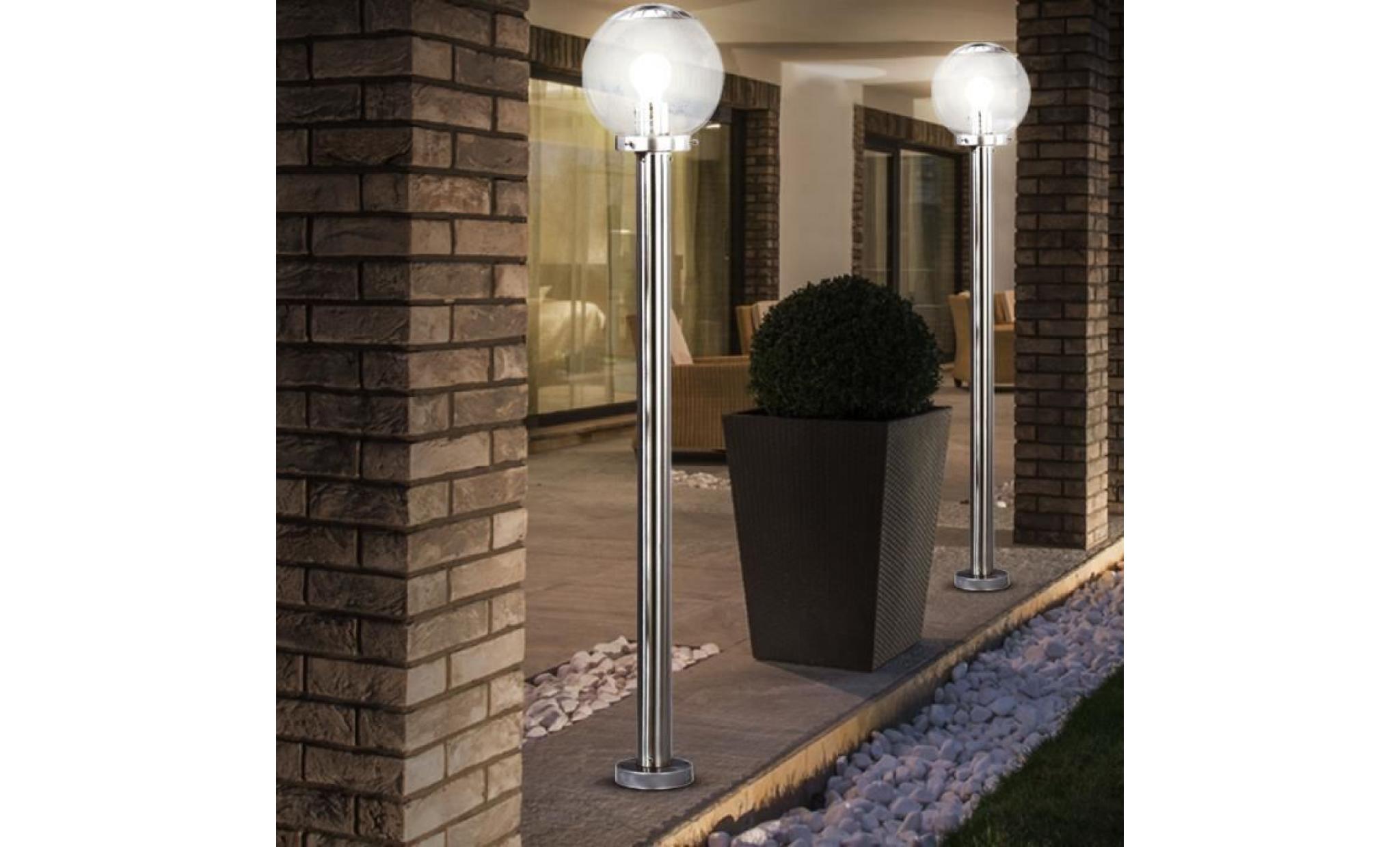 2x zone extérieure stand lumières terrasses en acier inoxydable lampes de jardin projecteurs à billes pas cher
