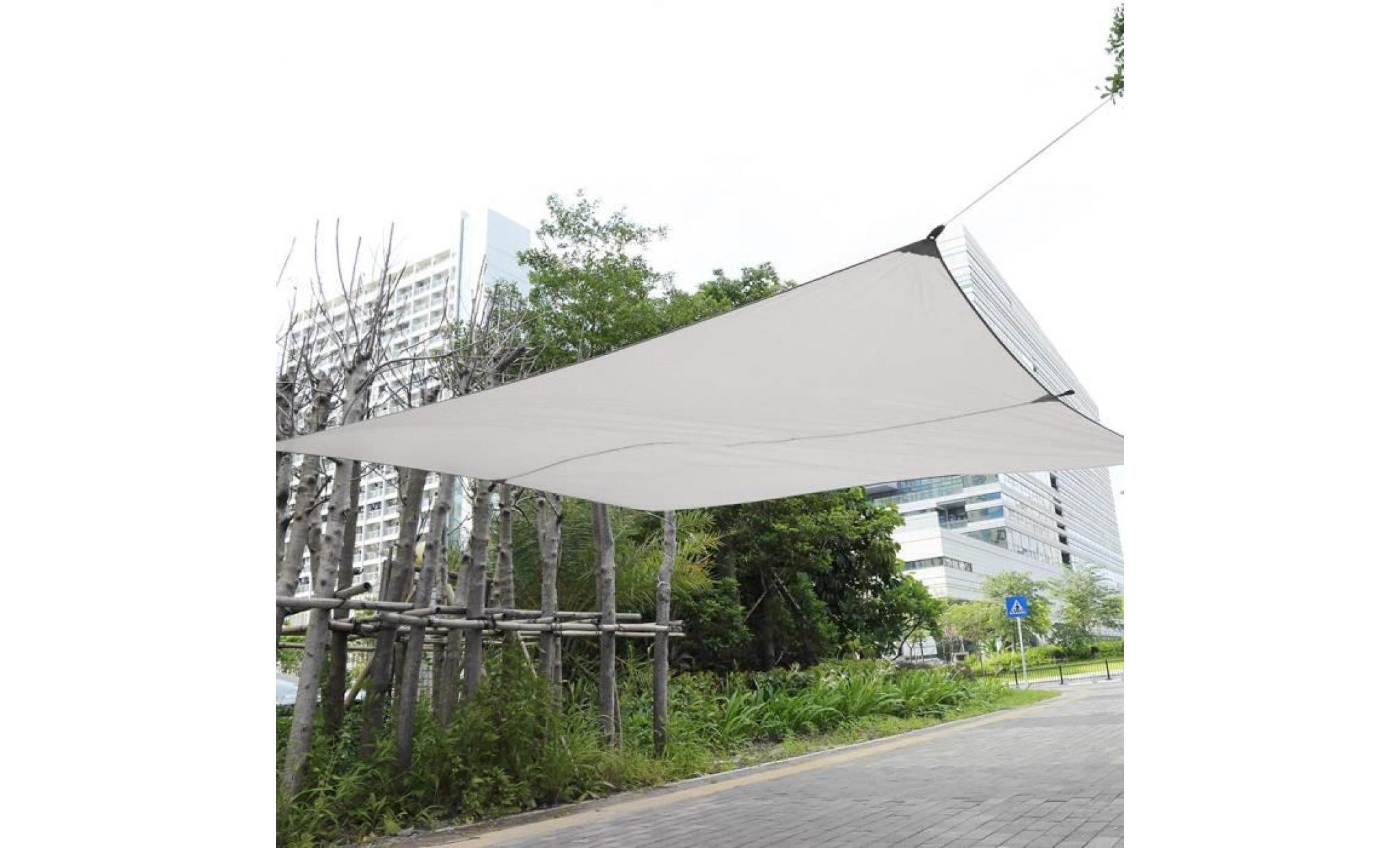 3*4m voile d'ombrage toile solaire rectangulaire polyester auvent extérieur jardin patio   beige