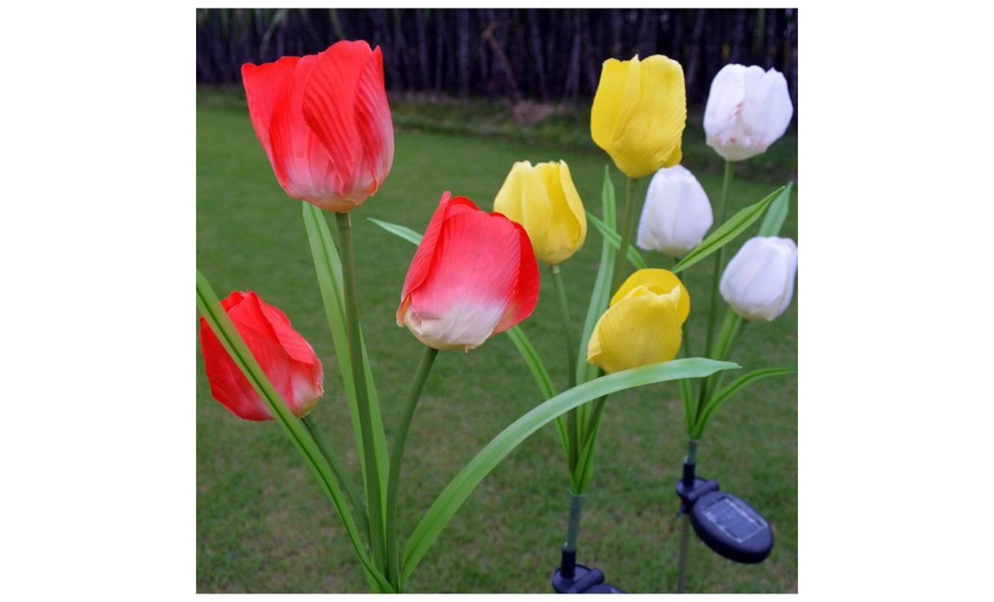 3 cap lanterne solaire lampe à gazon décoratif décoratif led 3 lampe à fleurs tulip a38