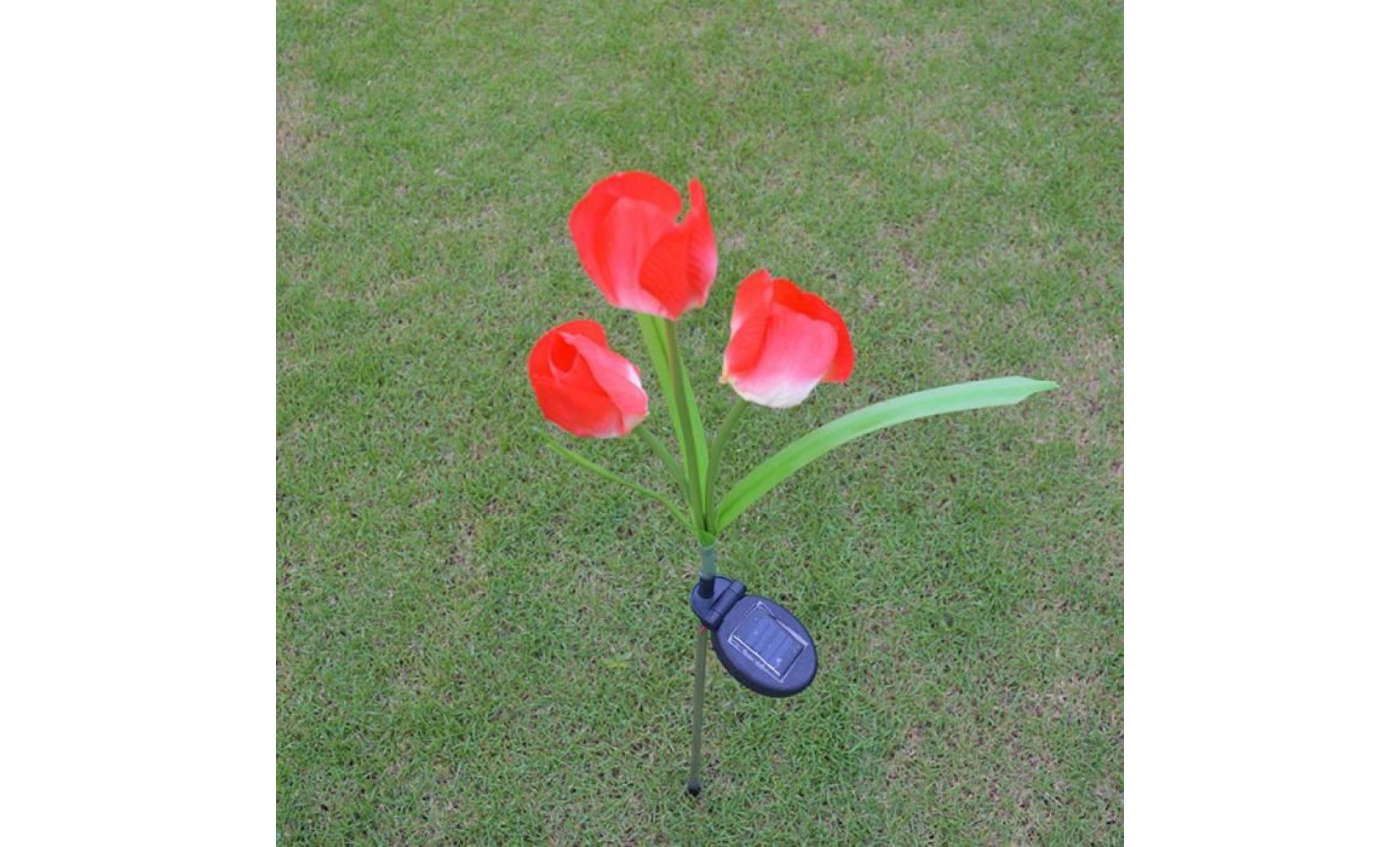3 cap lanterne solaire lampe de pelouse led décoratif extérieur 3 lampe fleur de tulipe li156167 pas cher