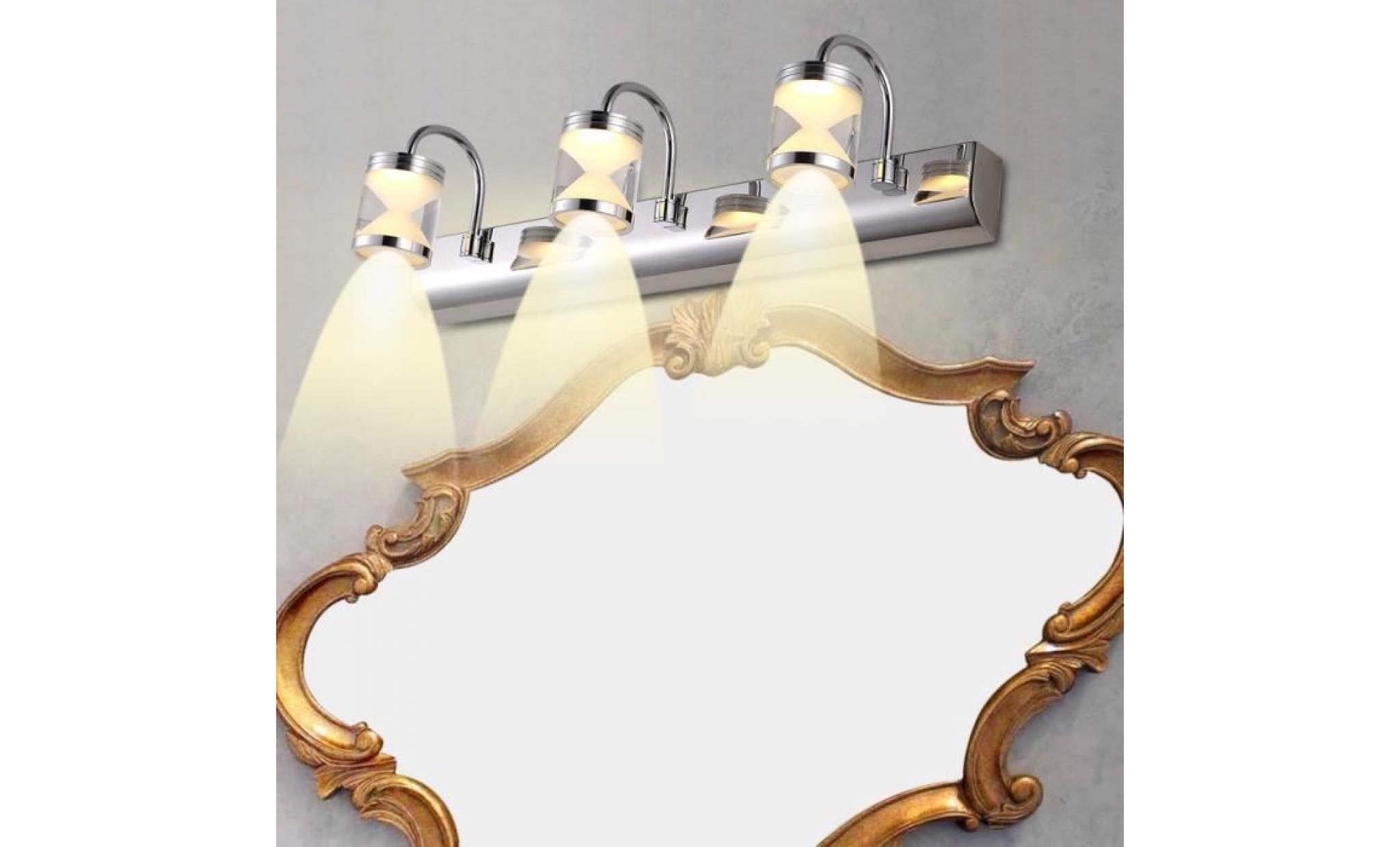 3*led moderne lampe applique lumière avant de miroir de salle de bains luminaire mural fixe blanc chaud tip pas cher