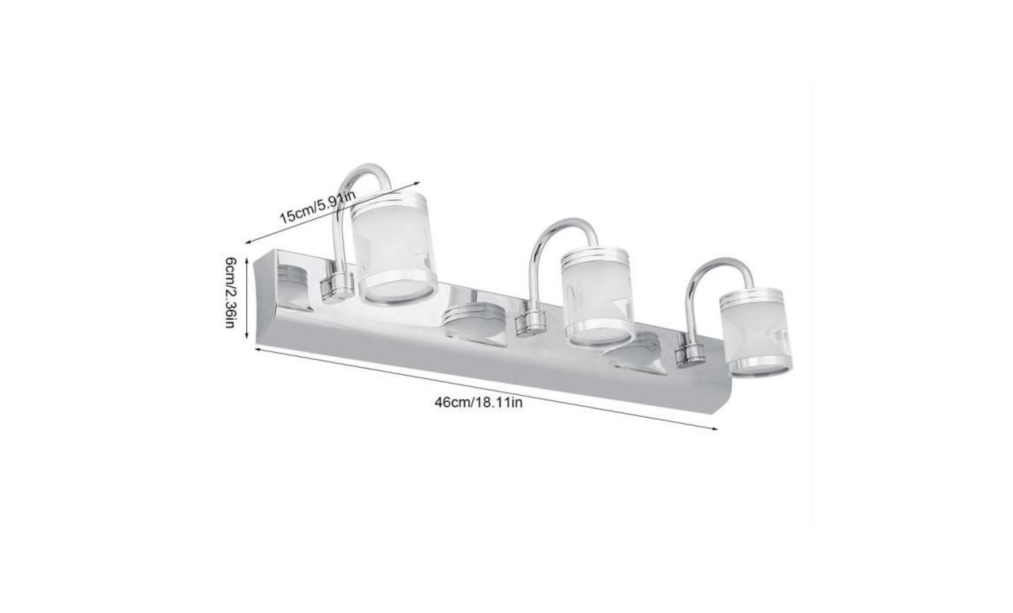 3*led moderne lampe applique lumière avant de miroir de salle de bains luminaire mural fixe blanc chaud tip pas cher