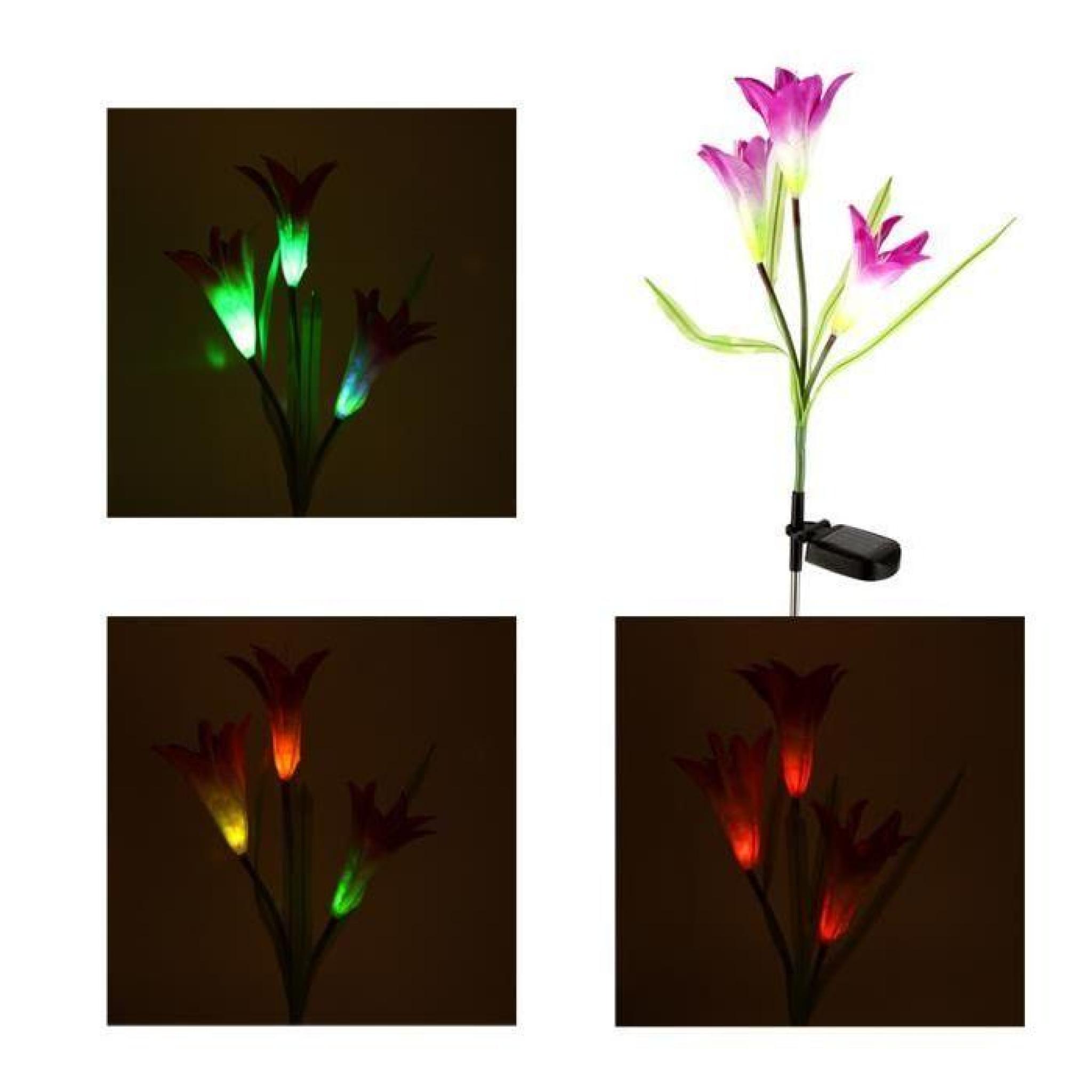 3 LEDs Lampes en forme de fleur extérieure énergie solaire Paysage Décoration de Jardin pas cher