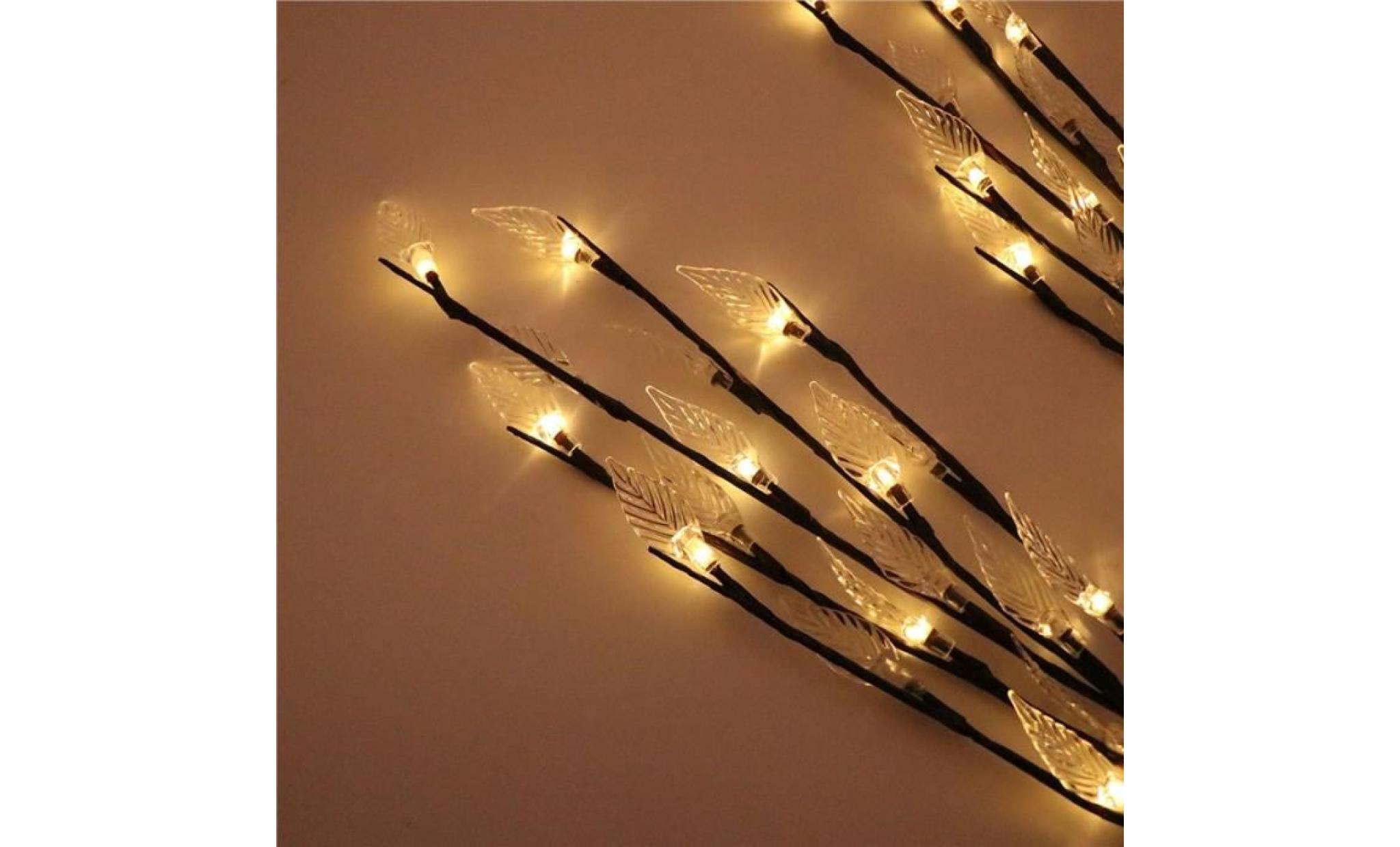 3 packs de 60 led branches solaires lumières arbre décoratif lumière bonsaï feuilles lampe(blanc) pas cher