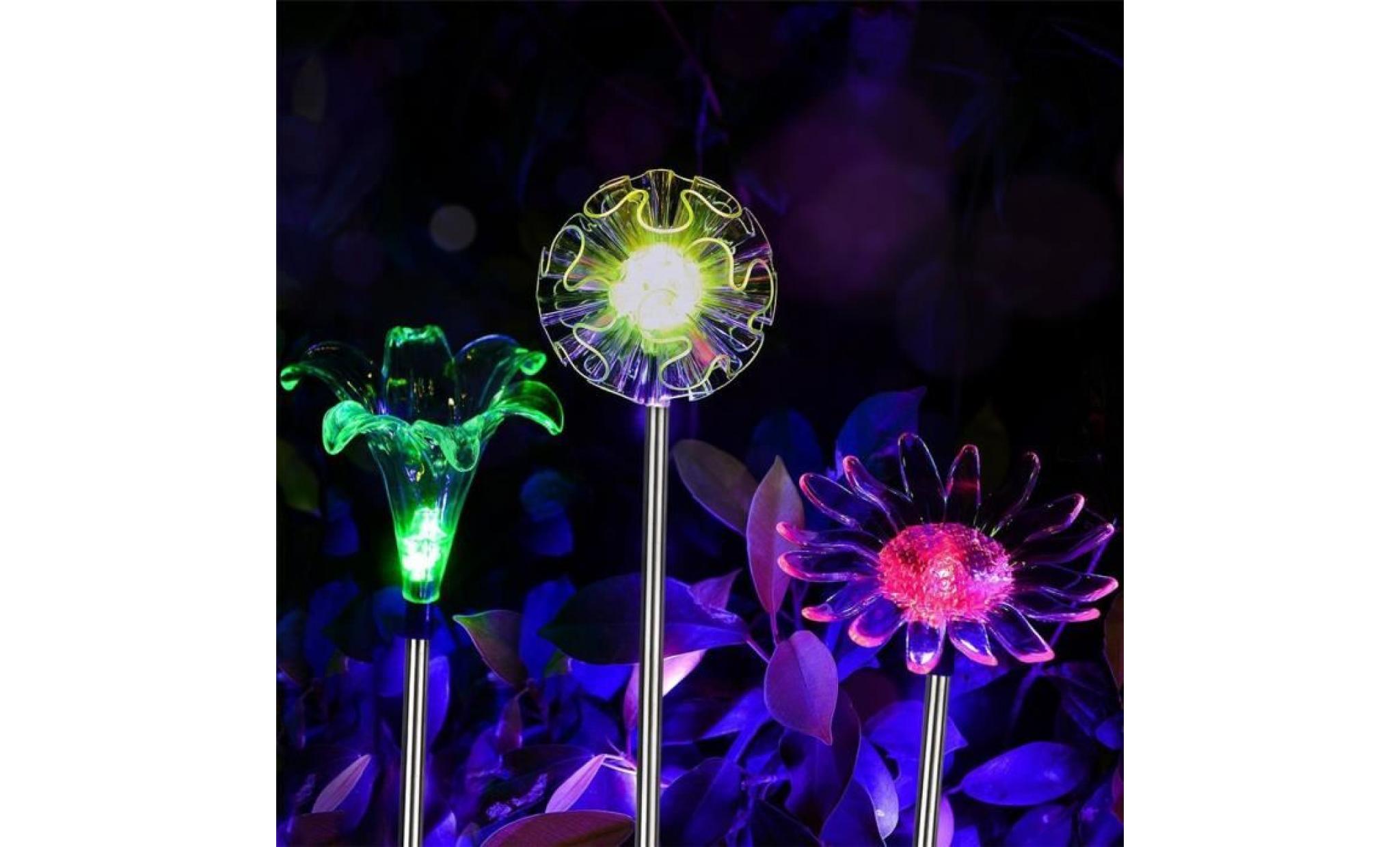 3 pièces multi couleurs fleurs led artificielle stake solaire lumières lumières solaires de jardin li438449 pas cher