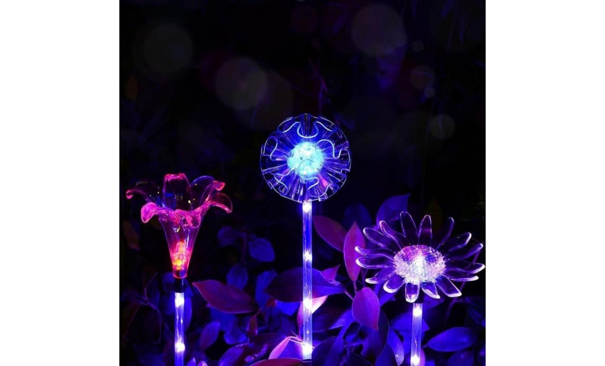 3 pièces multi couleurs fleurs led artificielle stake solaire lumières lumières solaires de jardin li439@ pas cher