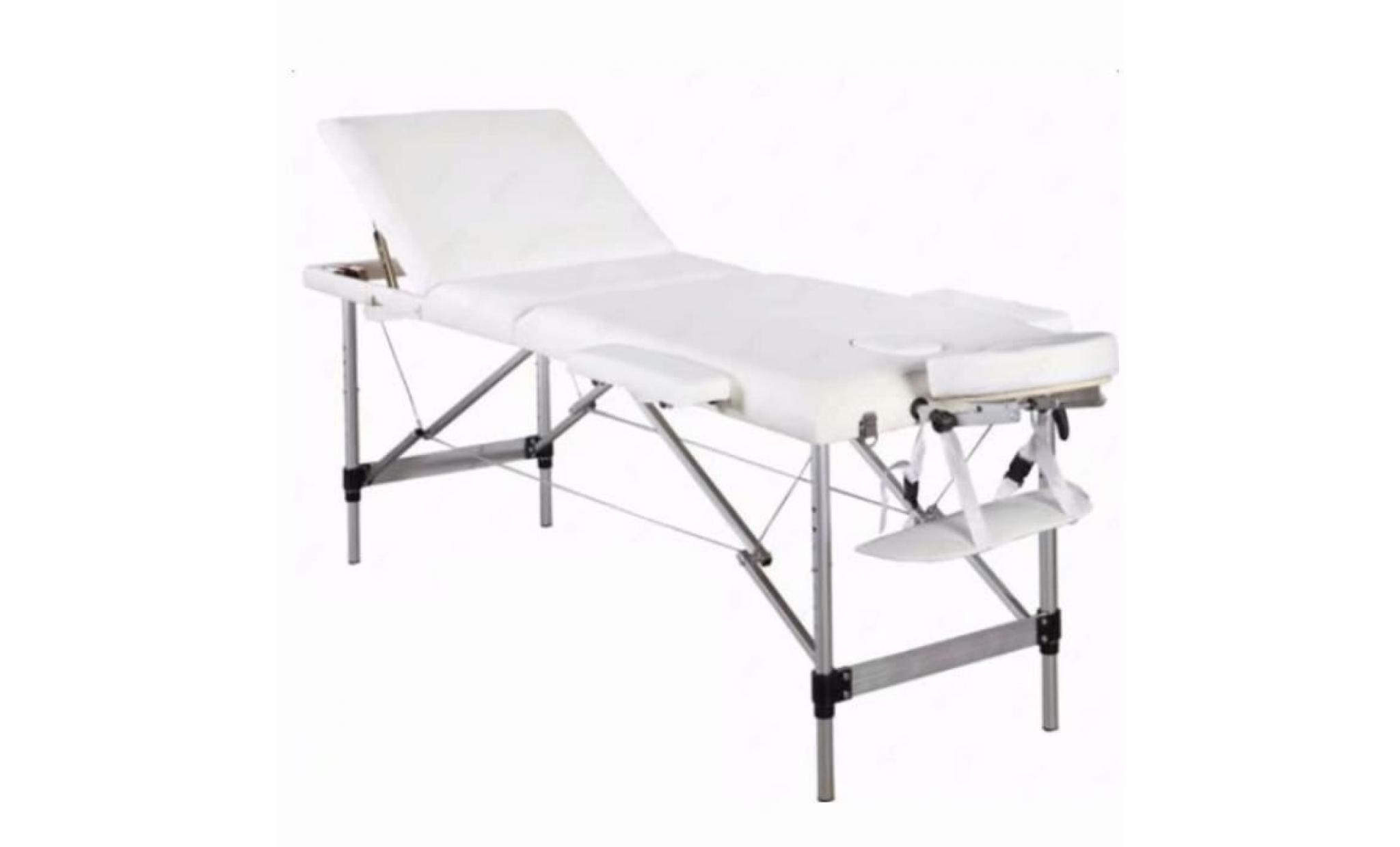 3 sections folding aluminum tube spa bodybuilding massage table kit white 1c8g3l pas cher