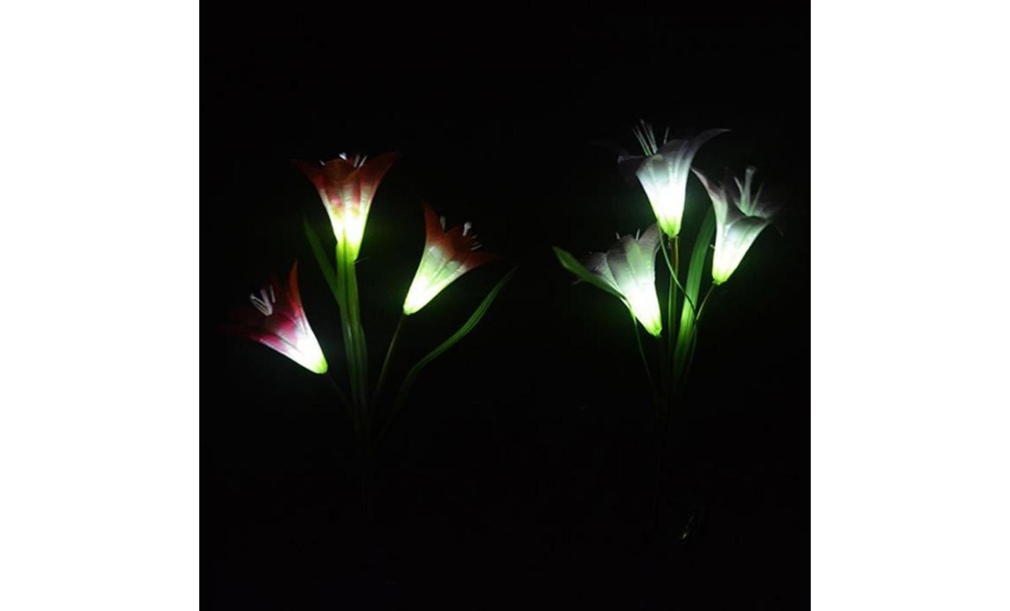 3 têtes lanterne solaire led décoration extérieure lampe de jardin 3 fleurs lily lampe rouge@wxx70508219rd_999