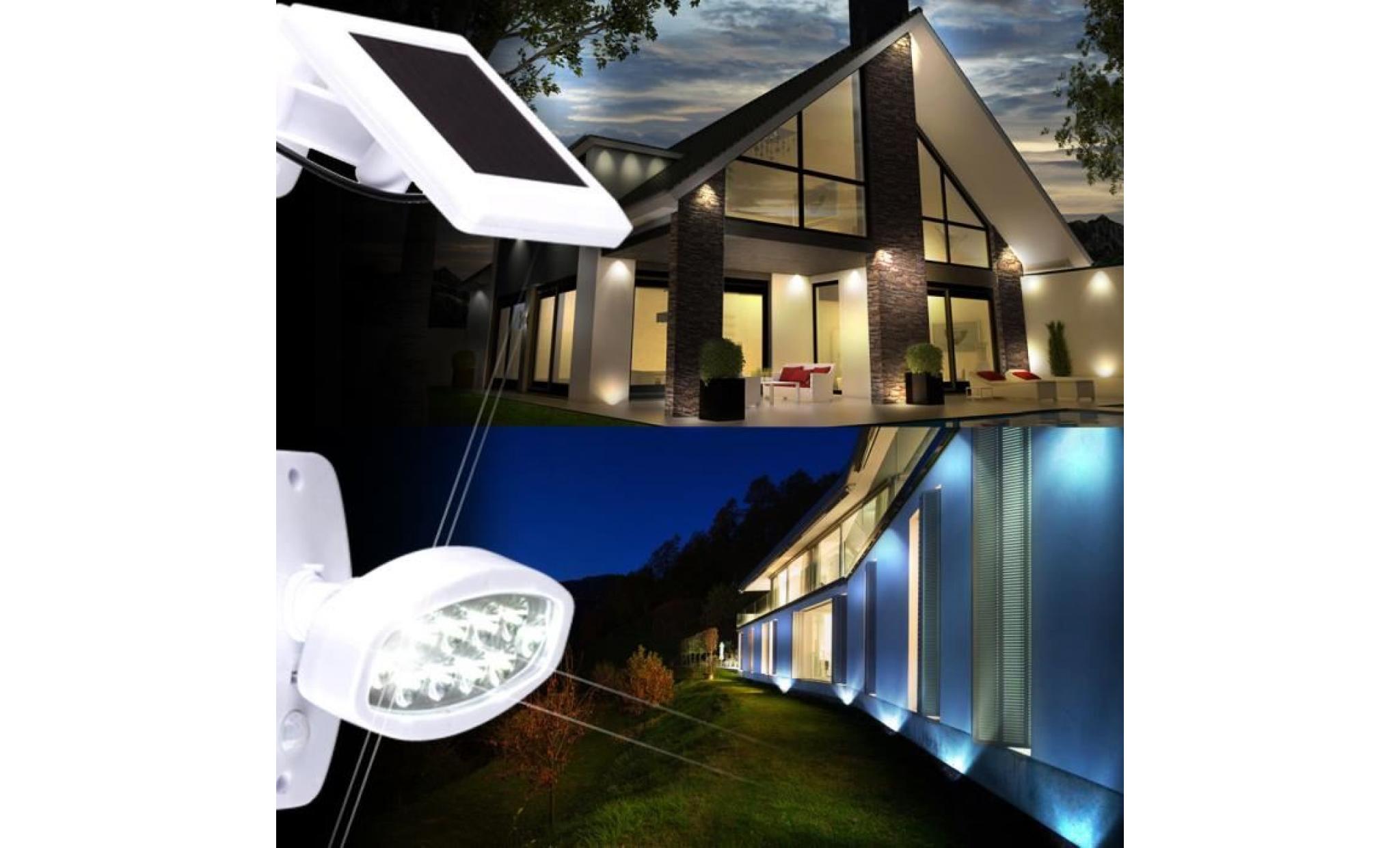 3 x applique led luminaire mural solaire espace extérieur détecteur de mouvement senseur lampe del pas cher