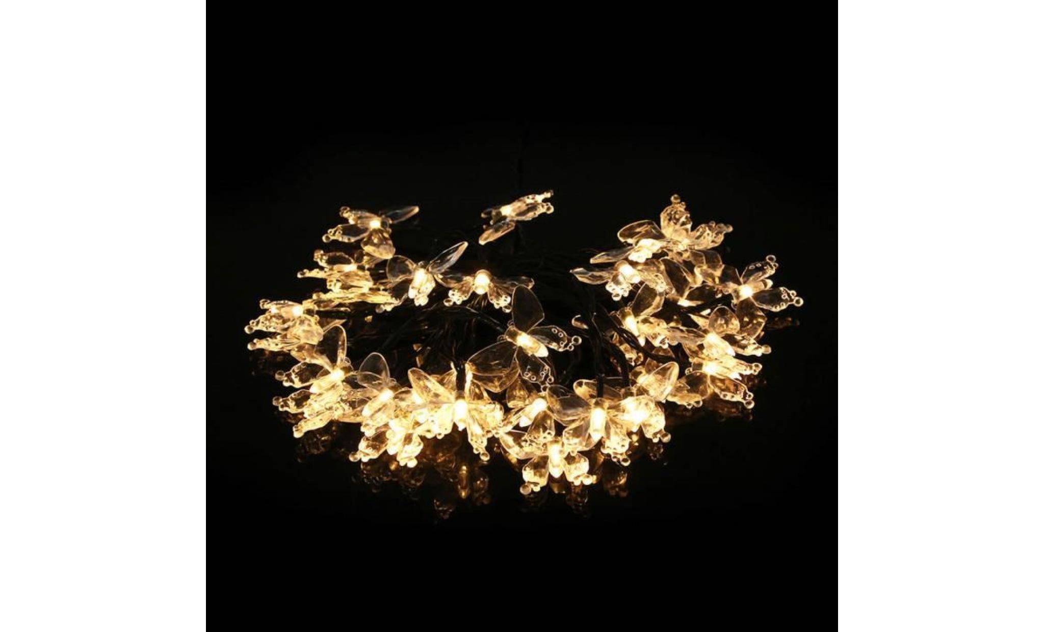 30 leds chaîne d'énergie solaire étanche lampe de papillons pour la décoration de fête de noël en plein air blanc chaud