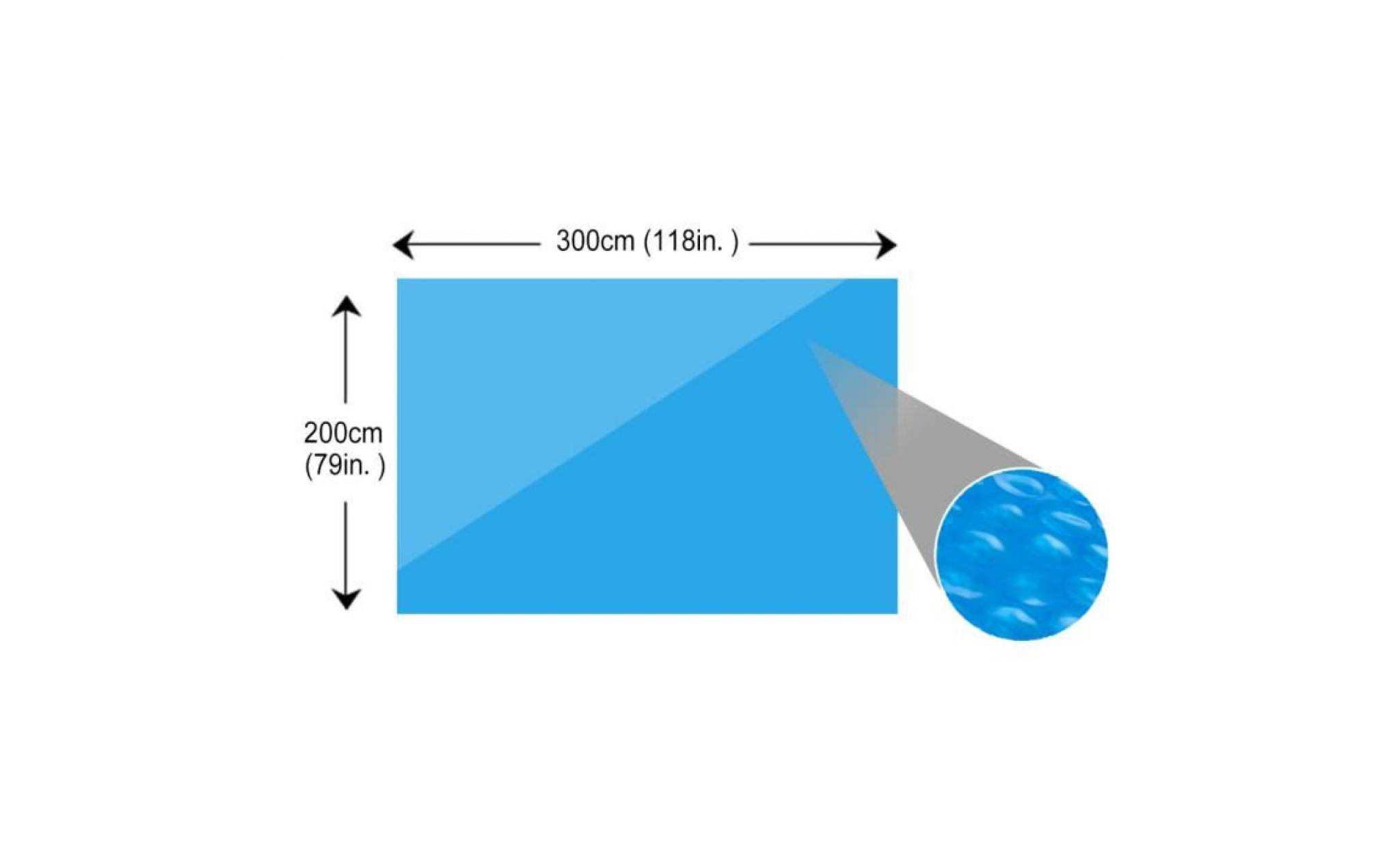300 x 200 cm bâche de piscine rectangulaire bleu couverture solaire en pe pas cher