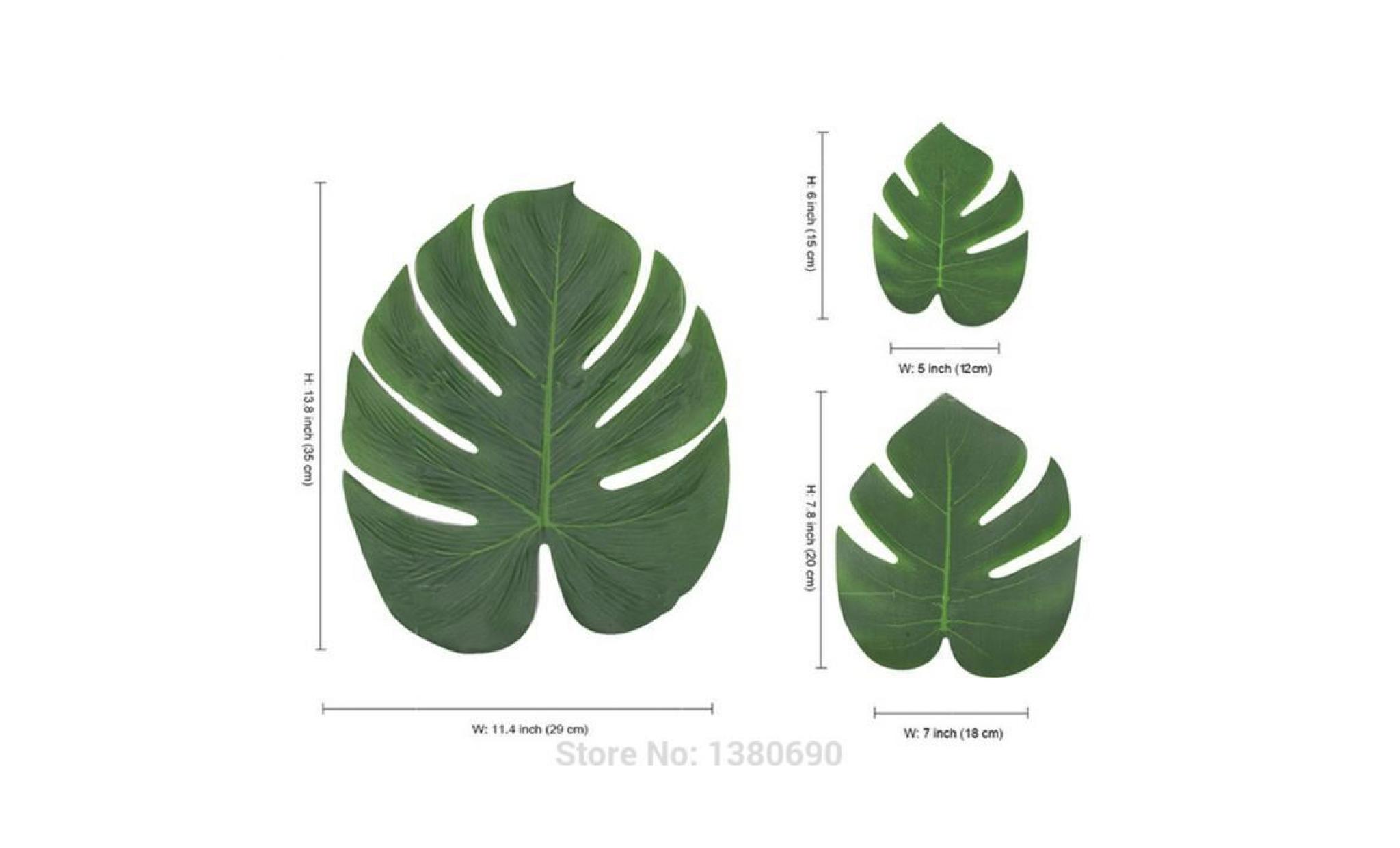 36 pièces/ensemble de feuilles artificielles 35x29 cm tropical feuille de palmier imitation feuille hawaïenne luo thème party décore pas cher