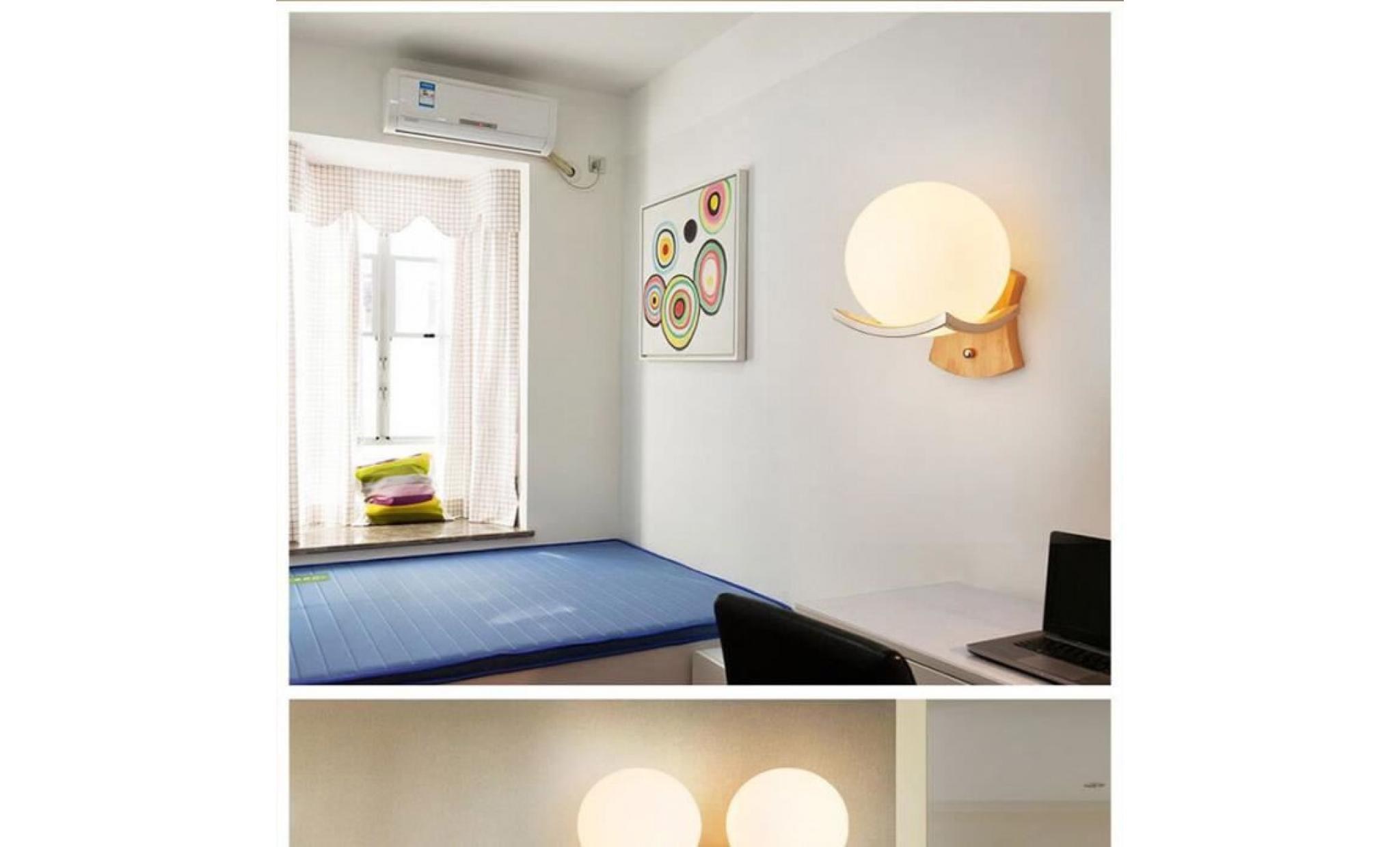 3w led applique lampe murale de boule en verre pour la simple bois massif créatif 220v pas cher