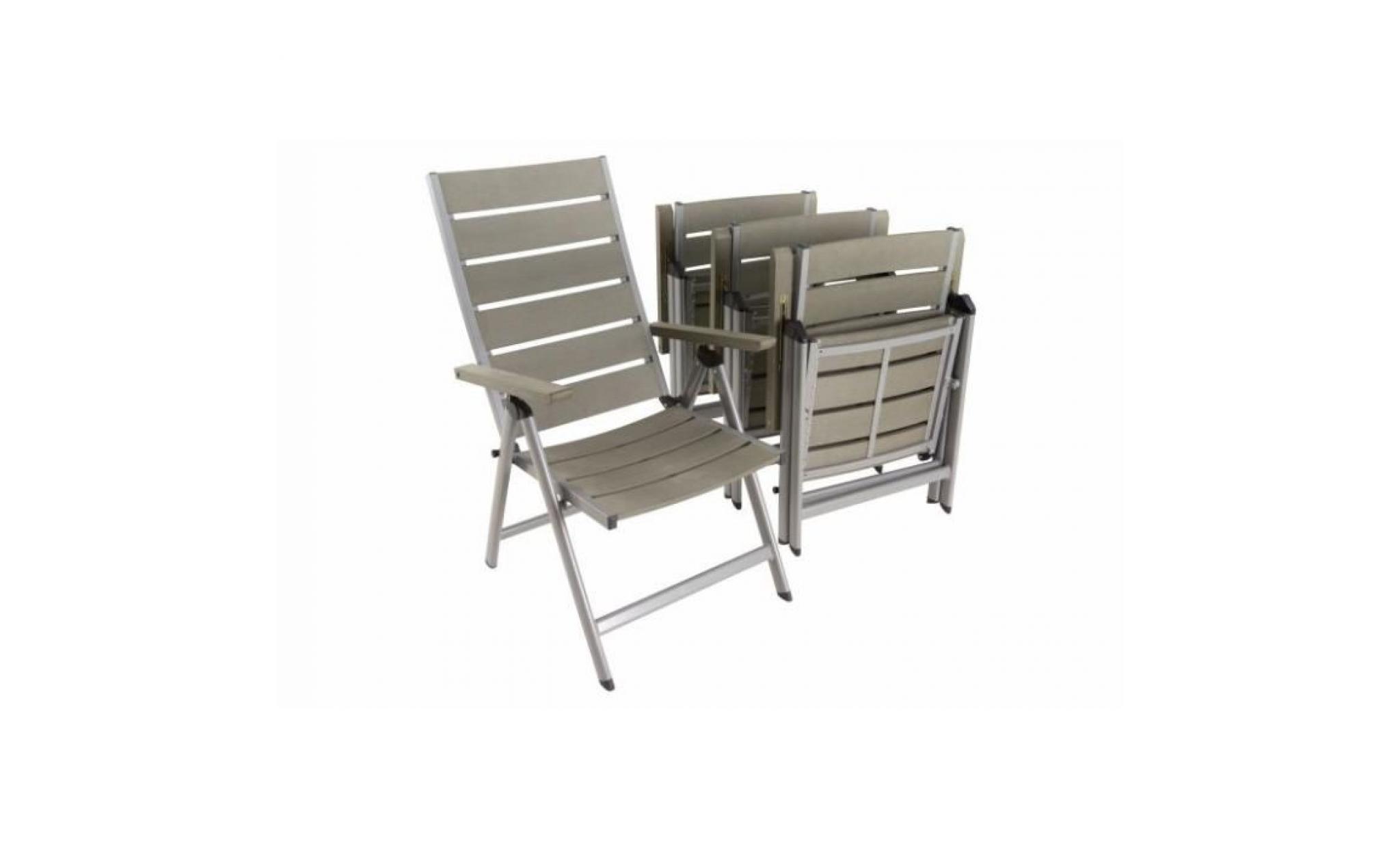 4 chaises de jardin pliantes grises en aluminium